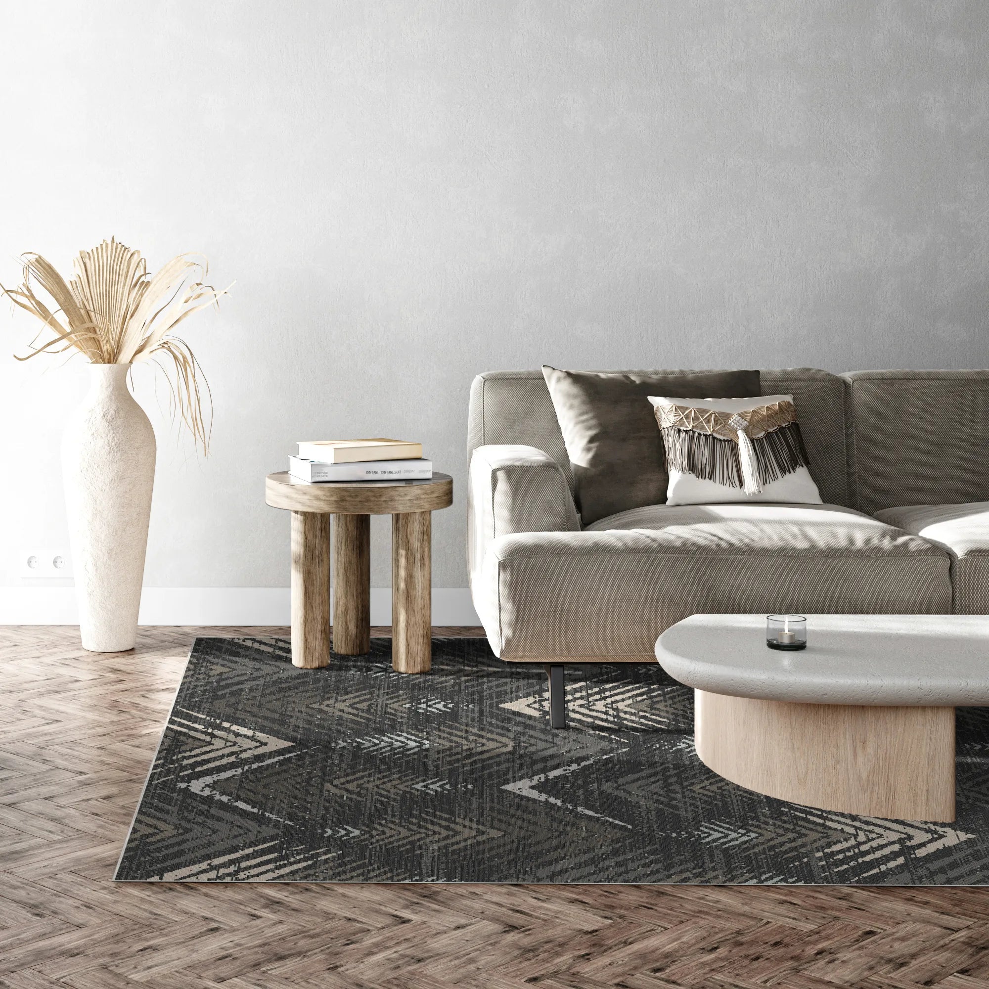 Obsidian Ridge Abstract Washable Rug