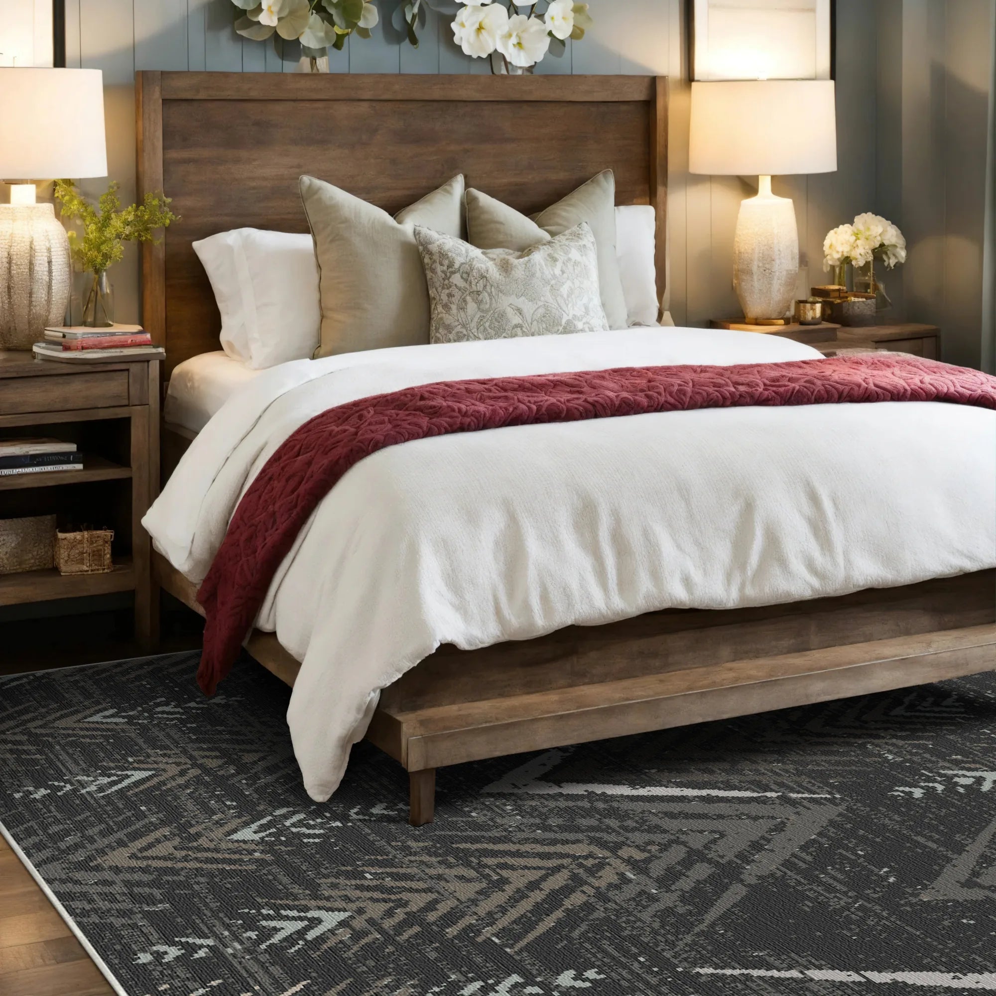 Obsidian Ridge Abstract Washable Rug