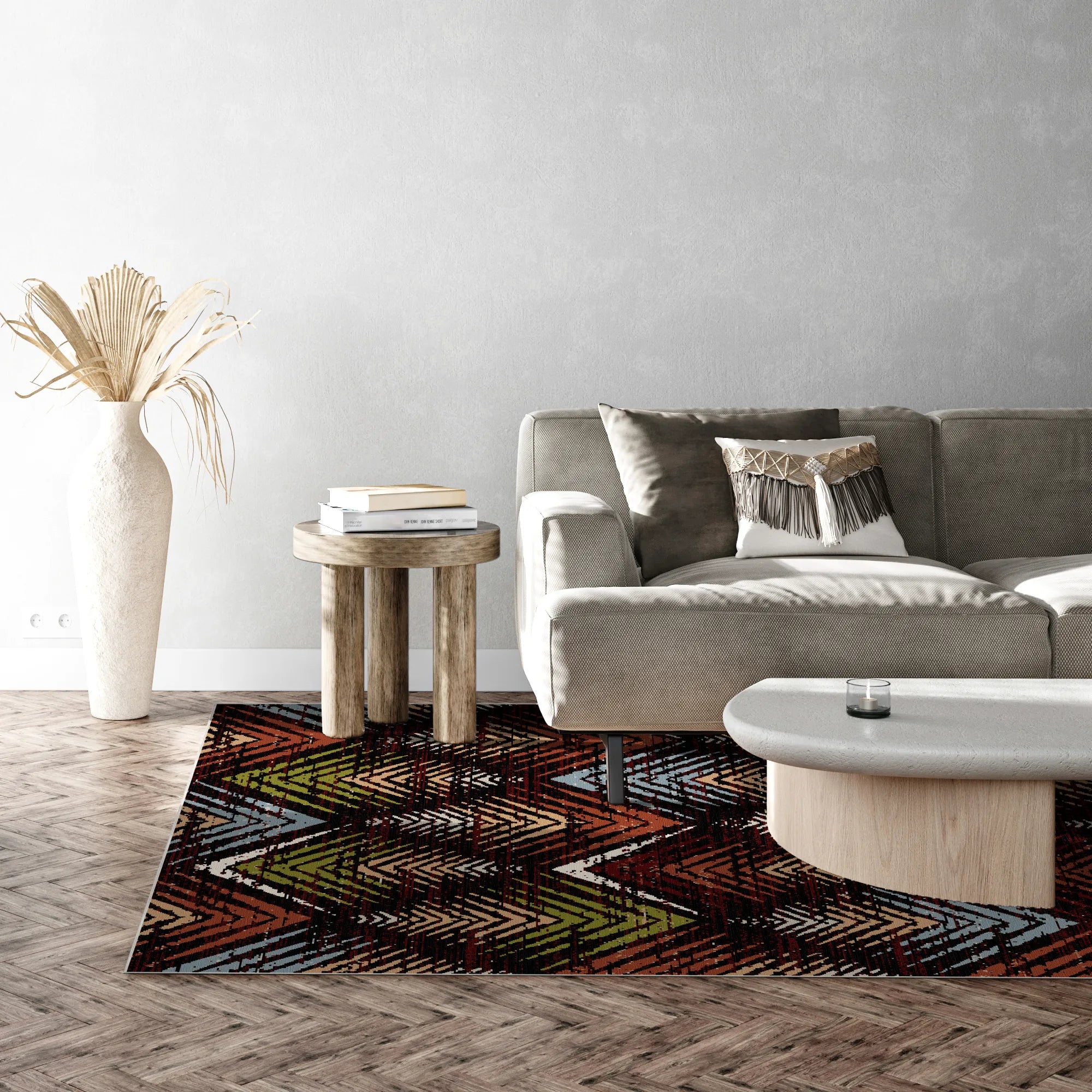 Ember Peak Abstract Washable Rug