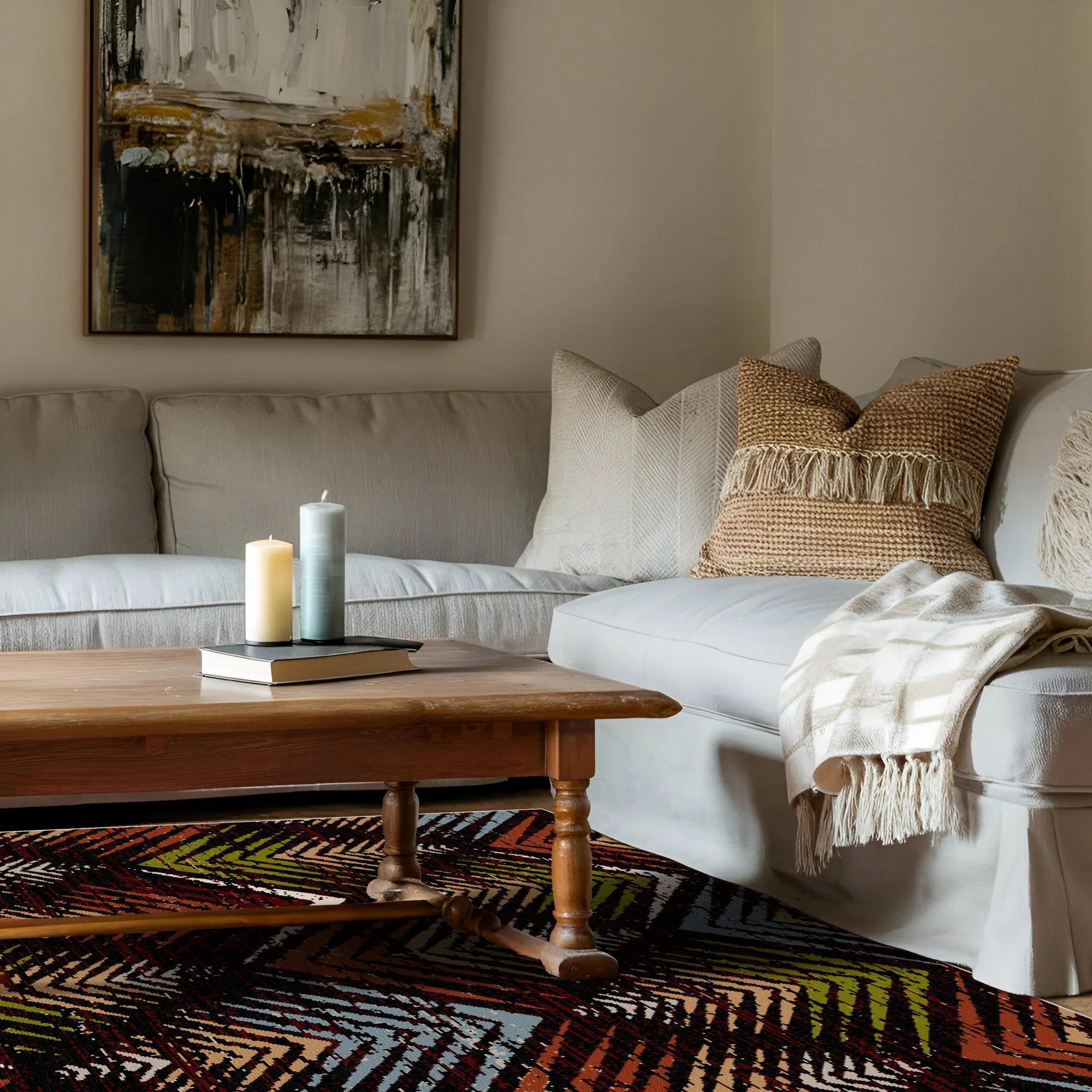 Ember Peak Abstract Washable Rug