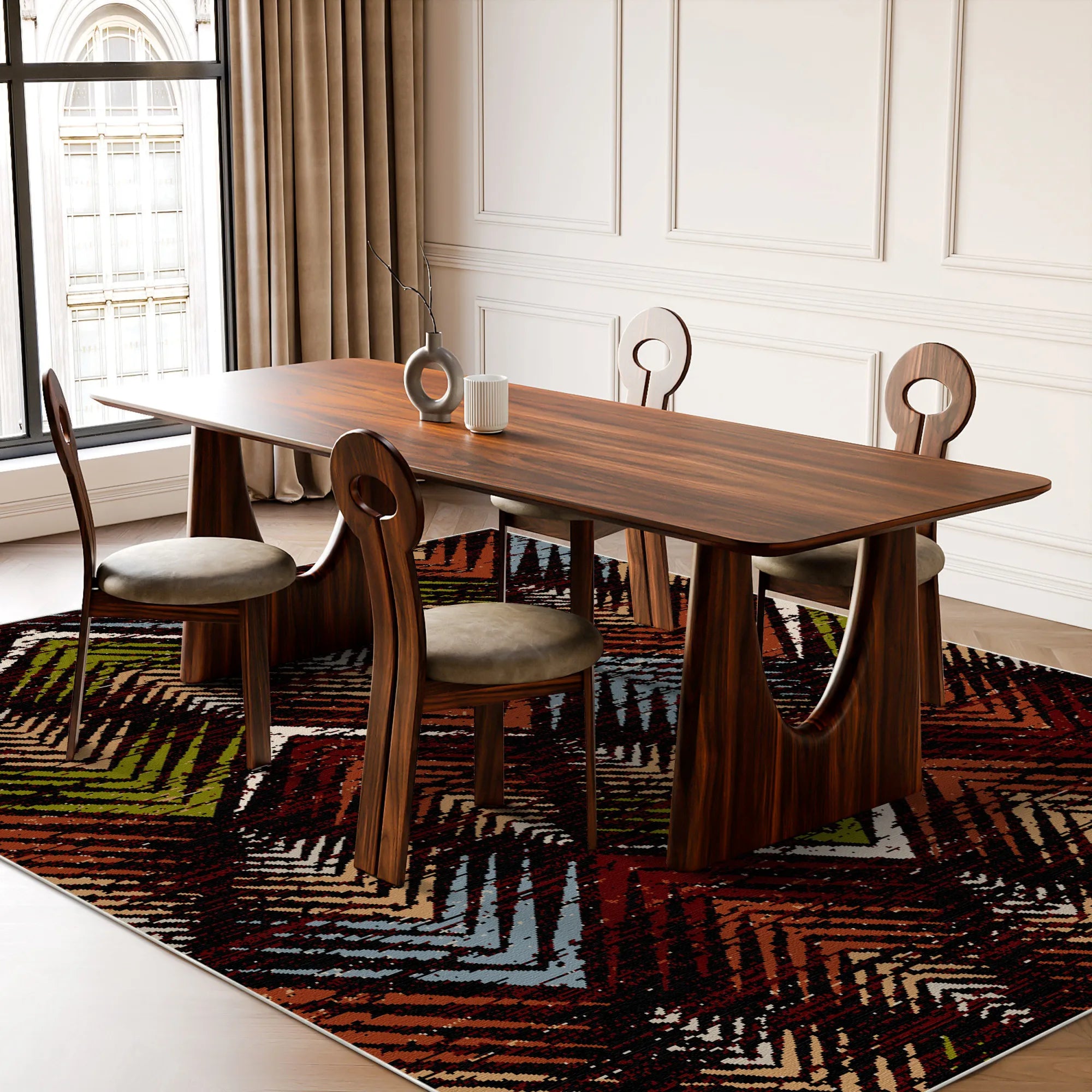 Ember Peak Abstract Washable Rug