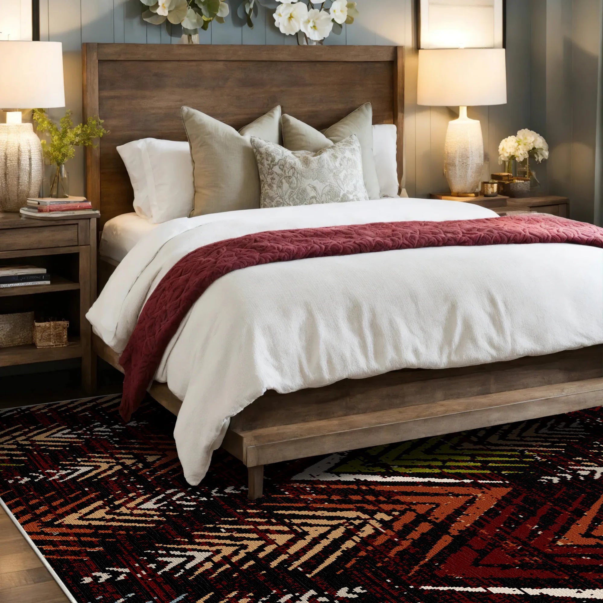 Ember Peak Abstract Washable Rug