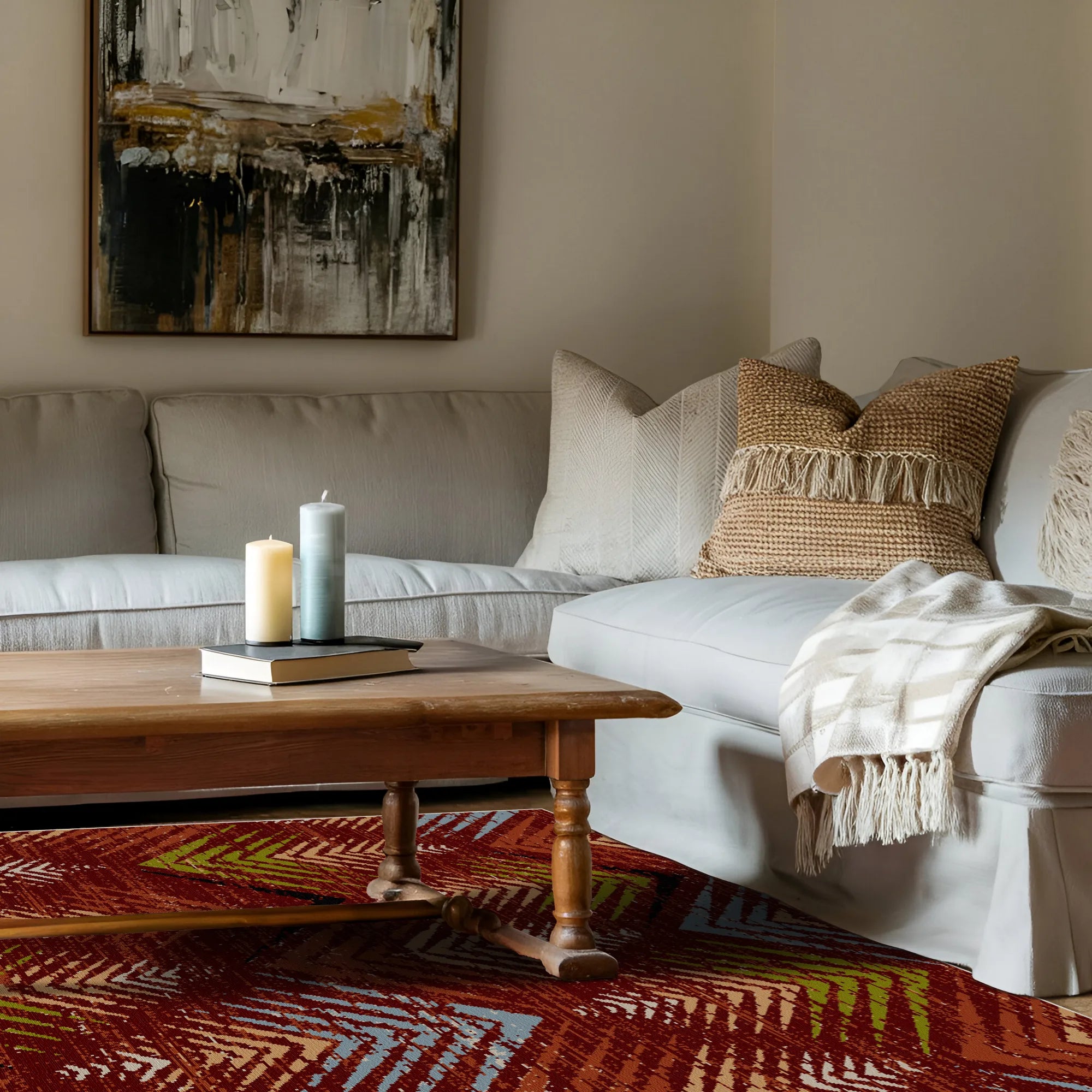 Scarlet Valley Abstract Washable Rug