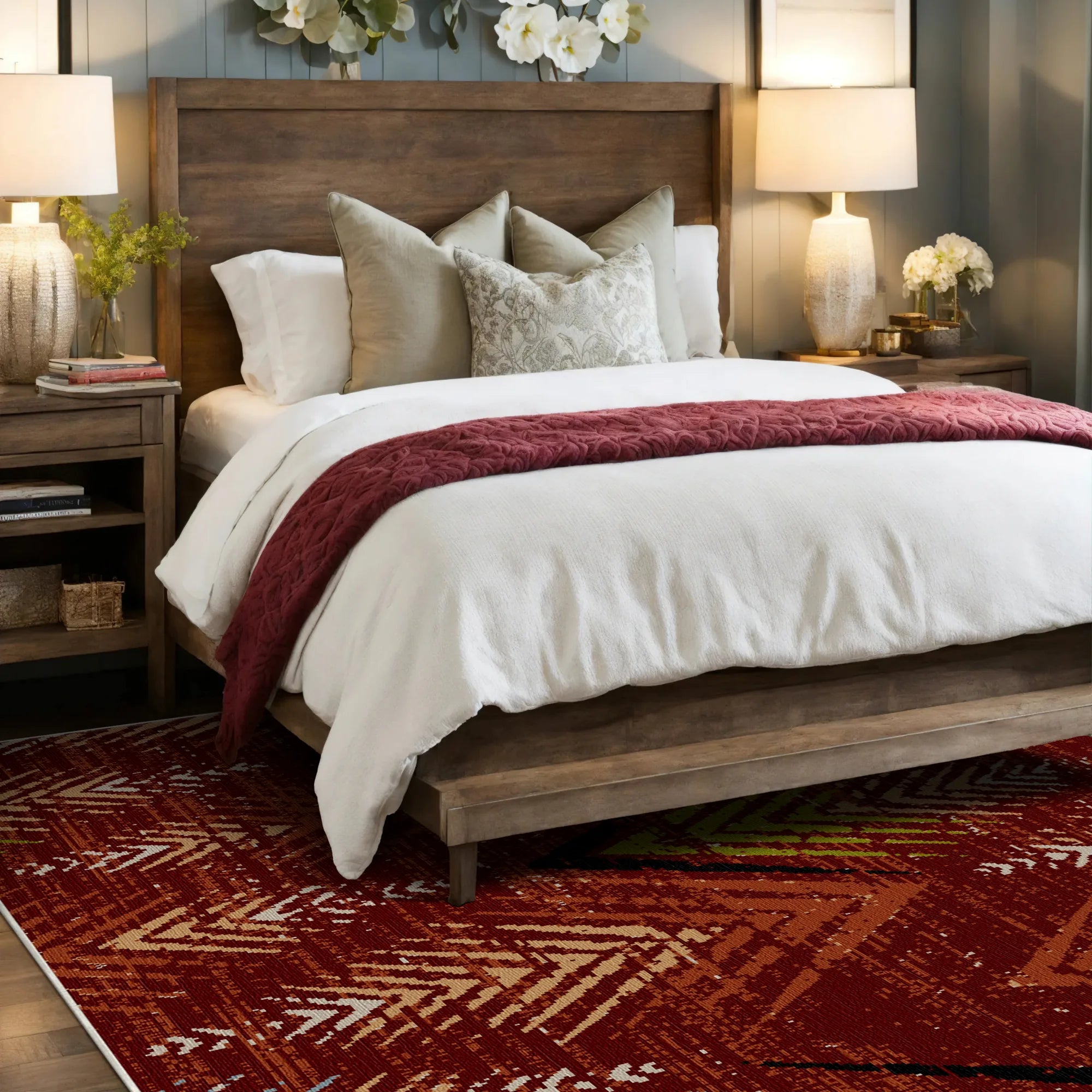 Scarlet Valley Abstract Washable Rug