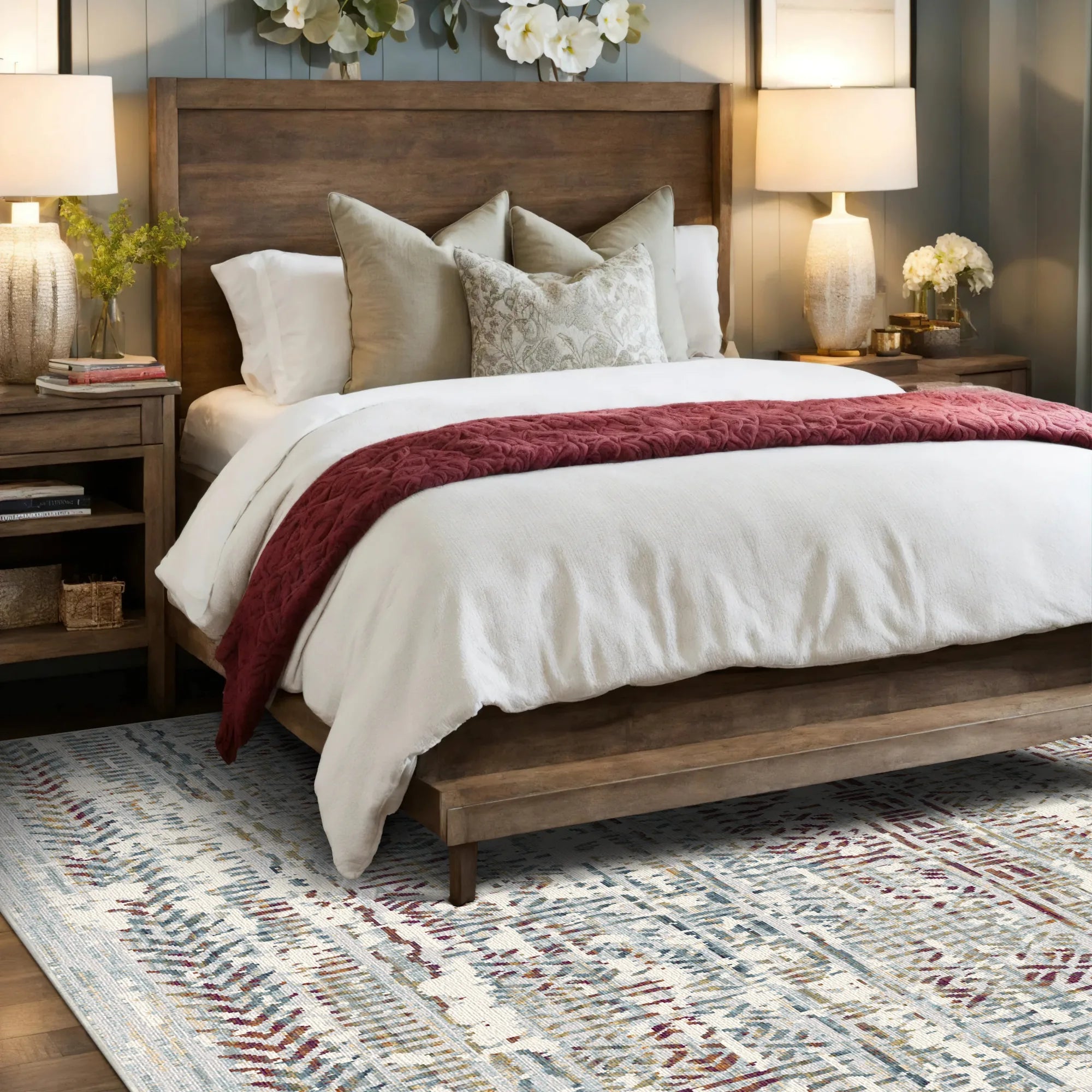 Vestige Crimson Linear Rug