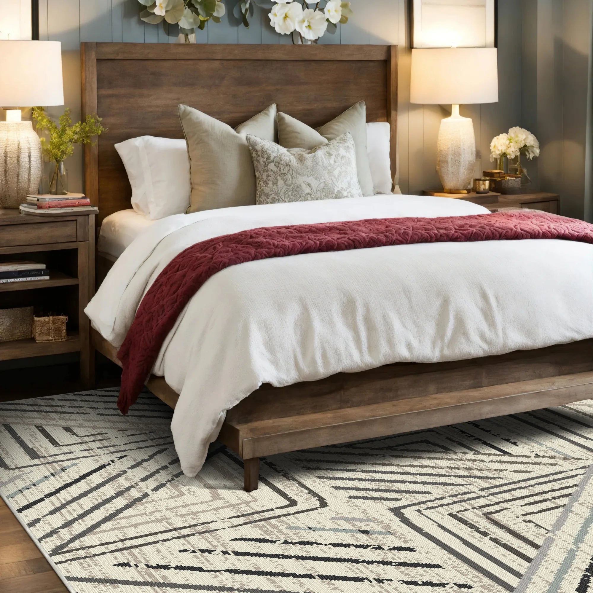 Stone Maze Geometric Washable Rug