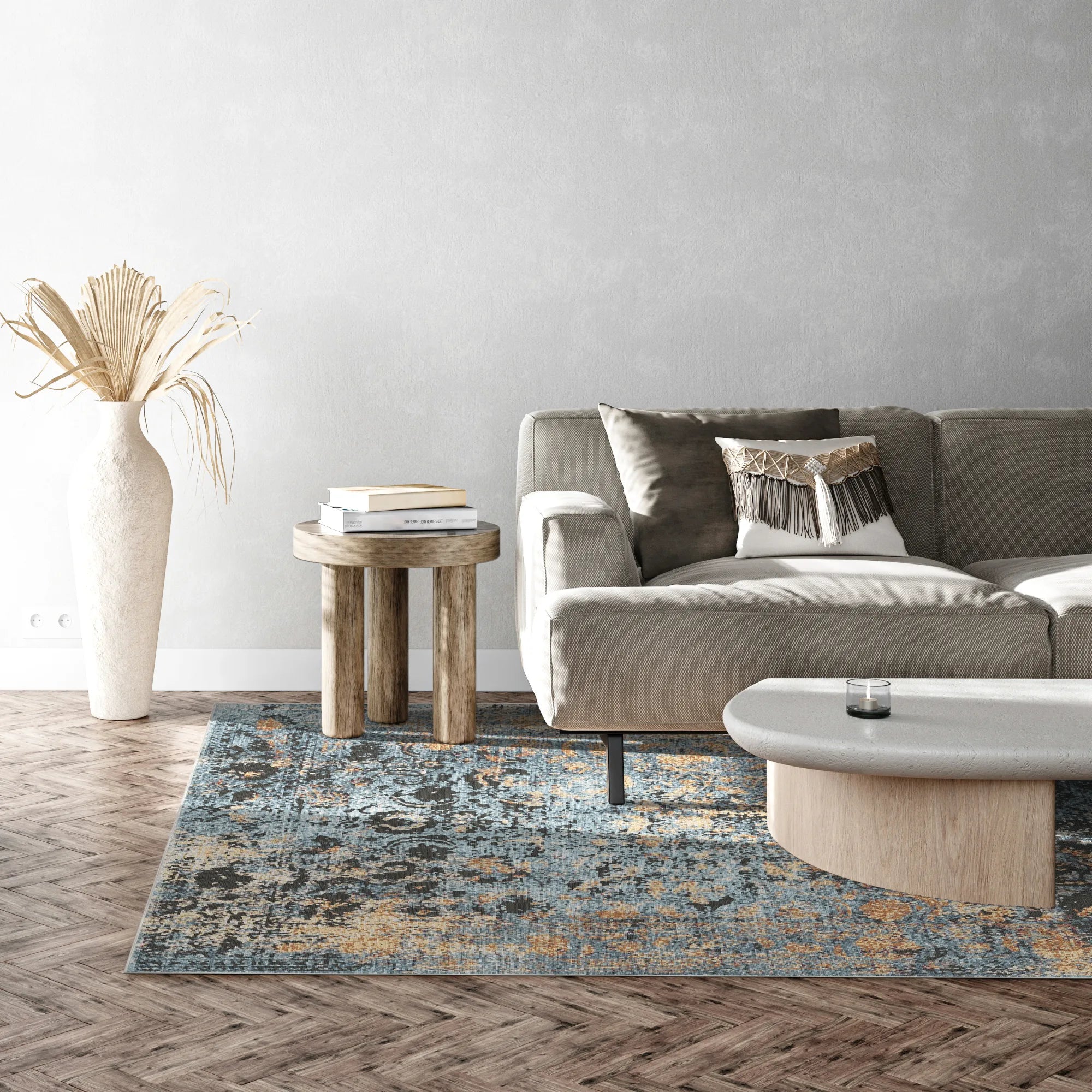 Azure Hearth Medallion Rug