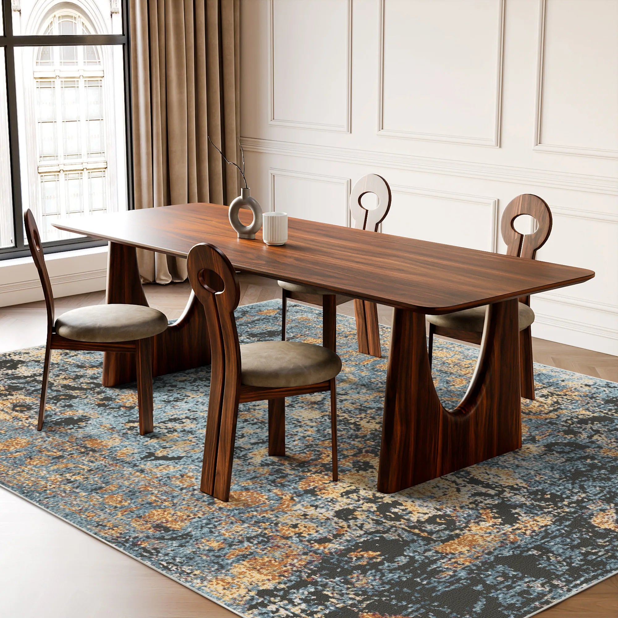 Azure Hearth Medallion Rug