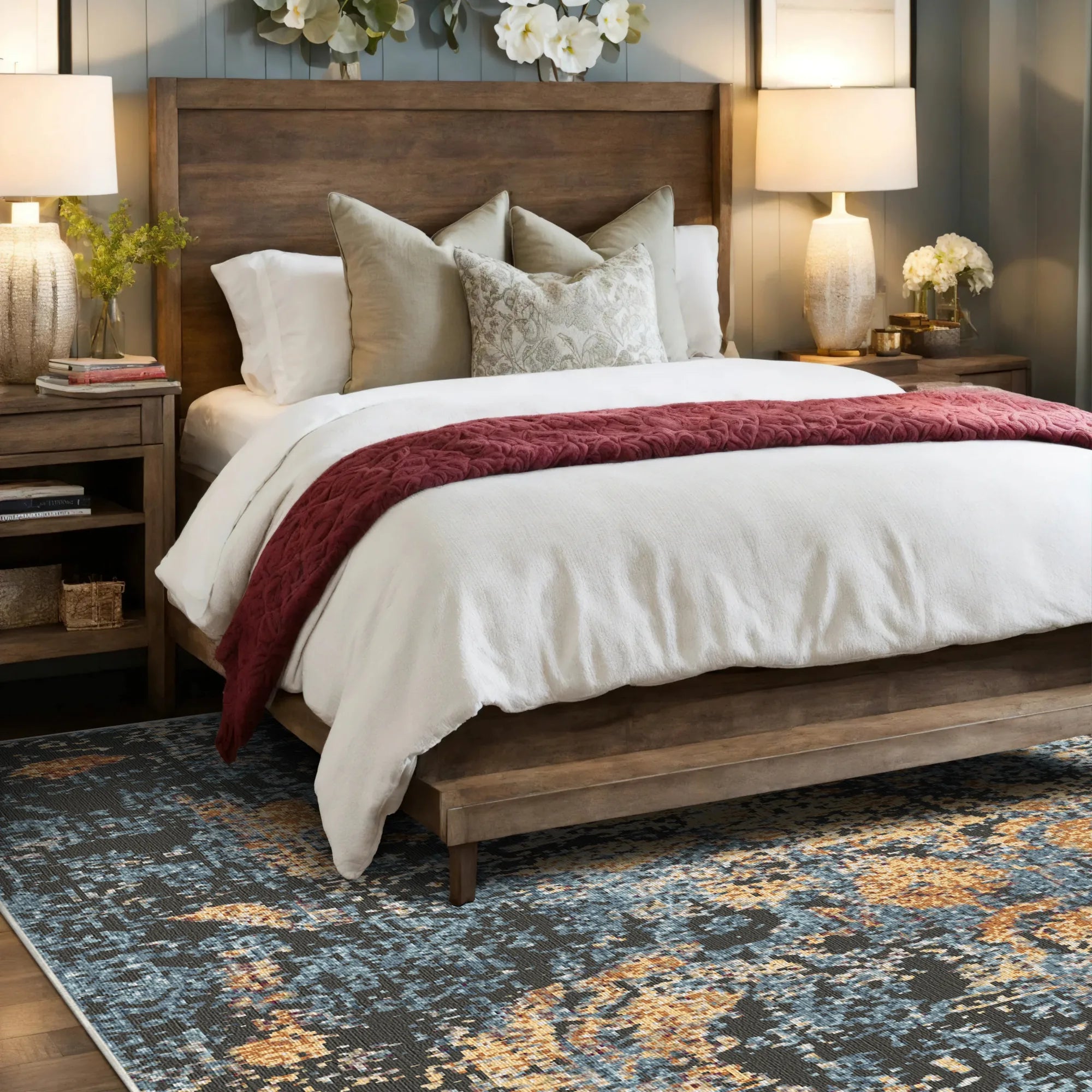 Azure Hearth Medallion Rug