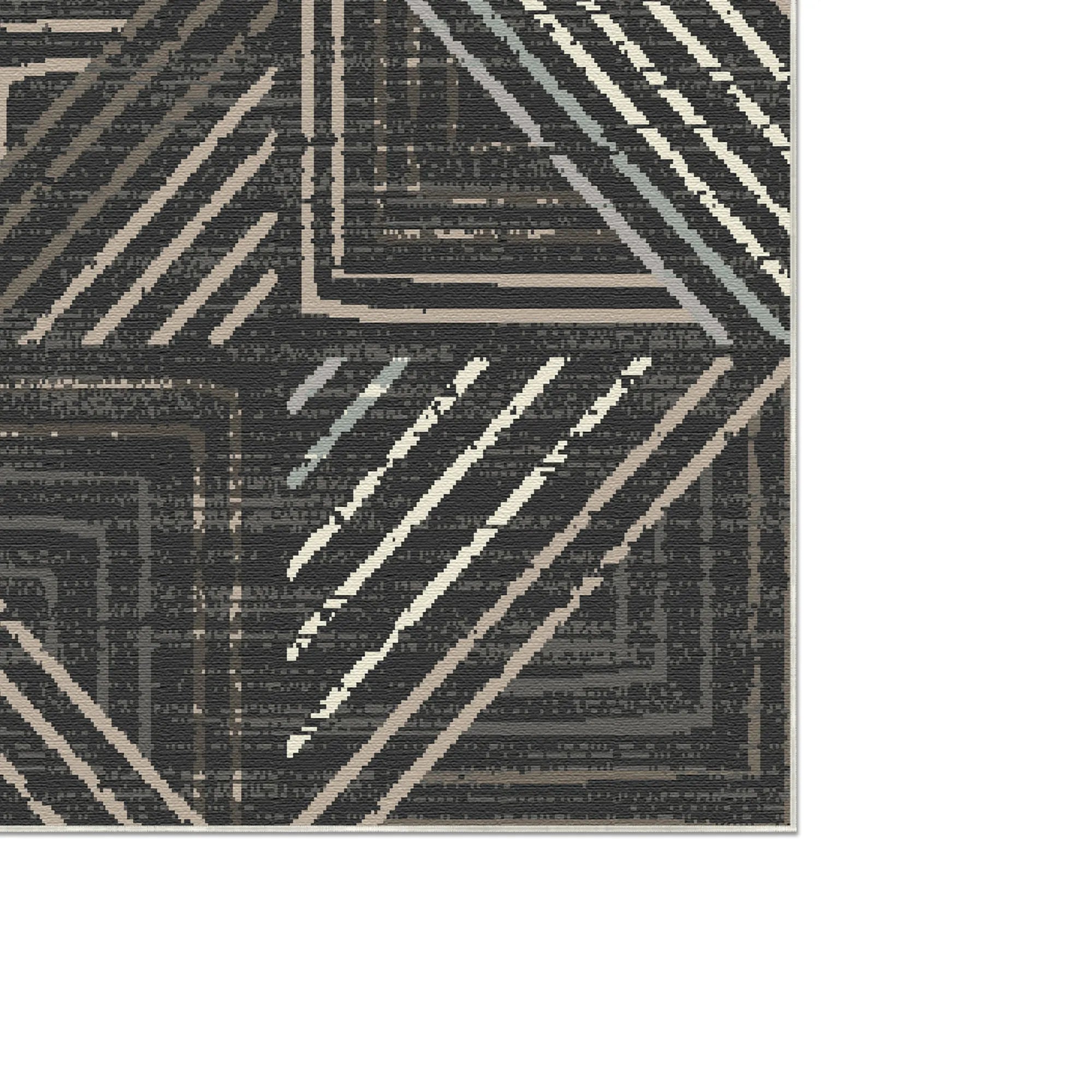Graphite Grid Urban Washable Rug