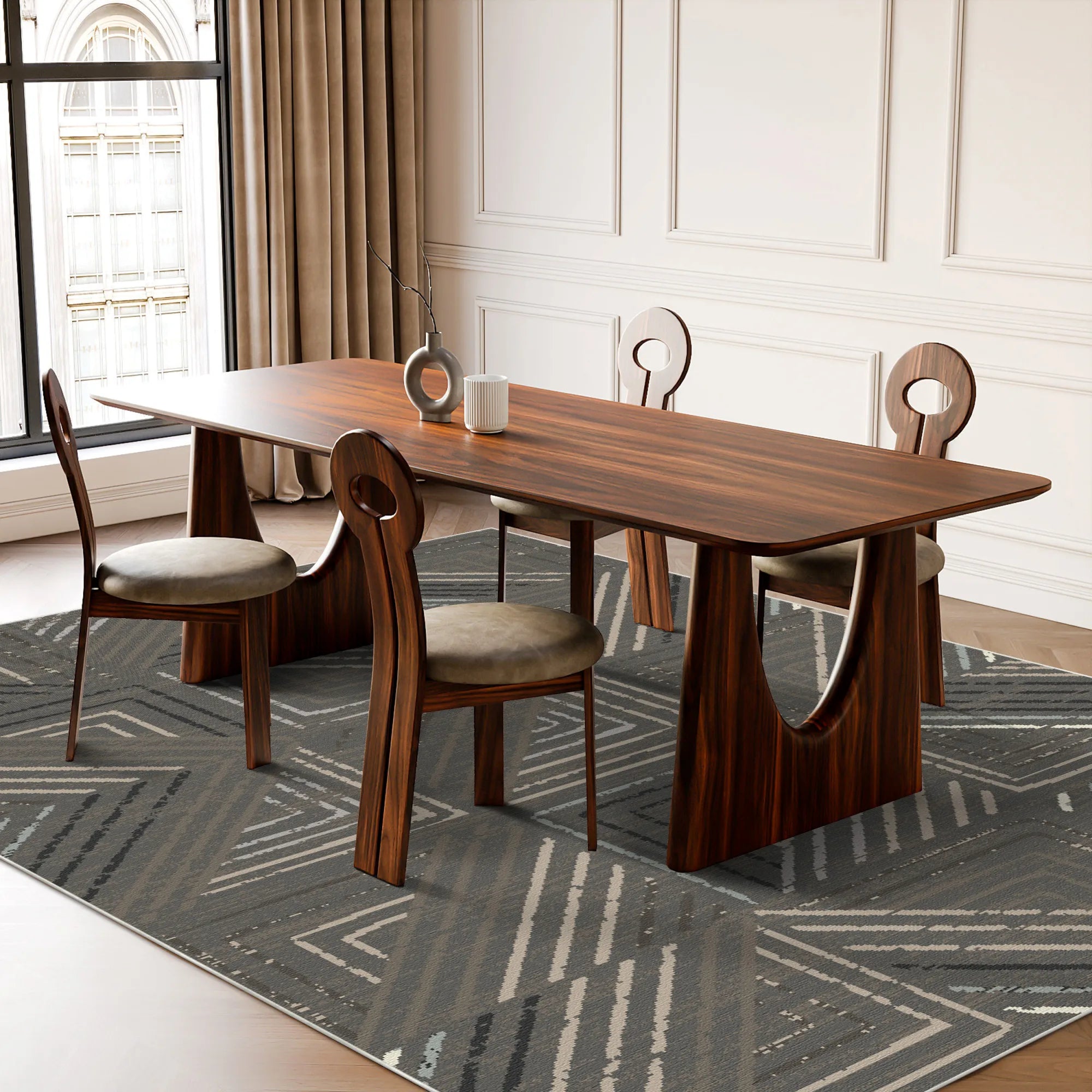 Slate Metro Geometric Washable Rug