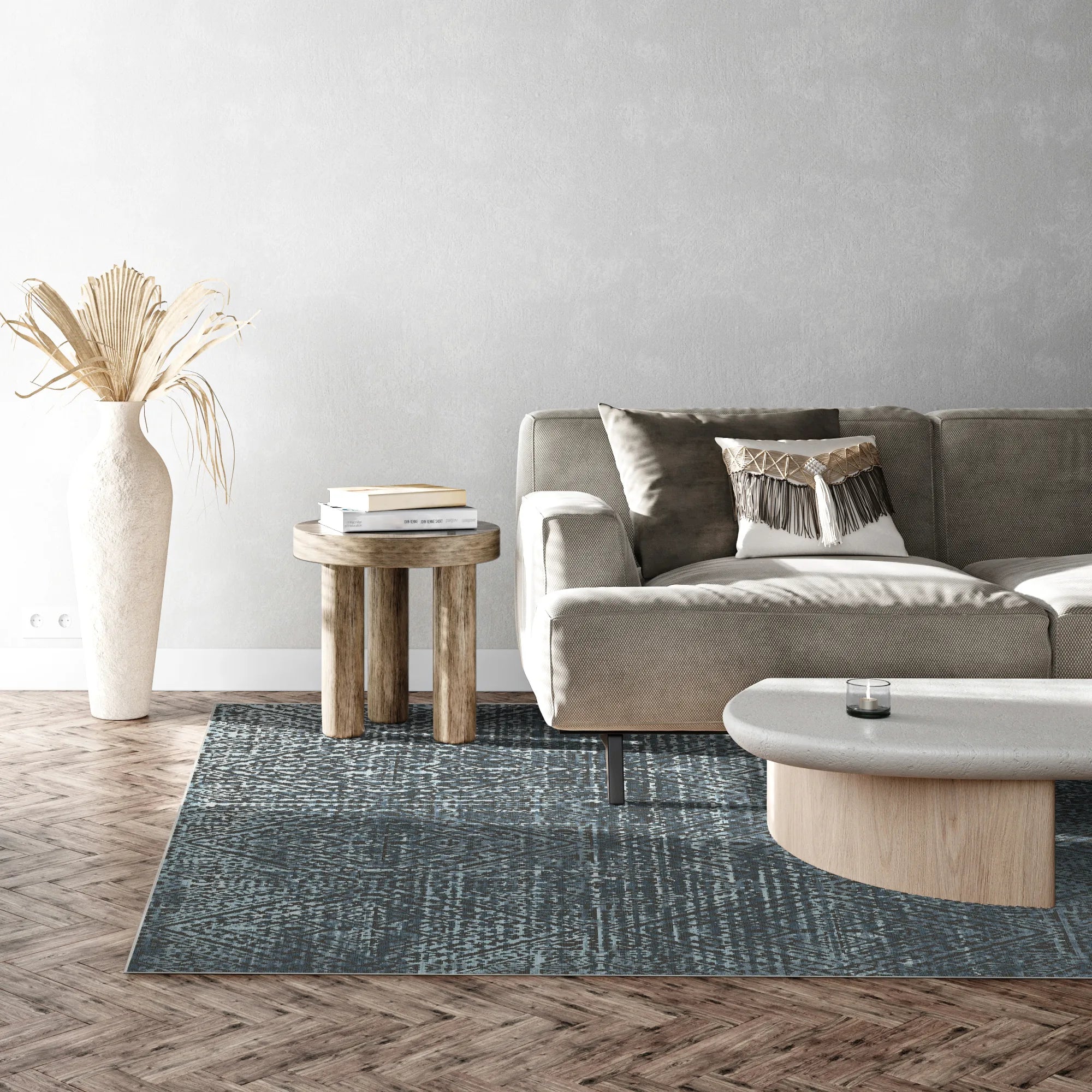 Cerulean Shadow Lattice Rug