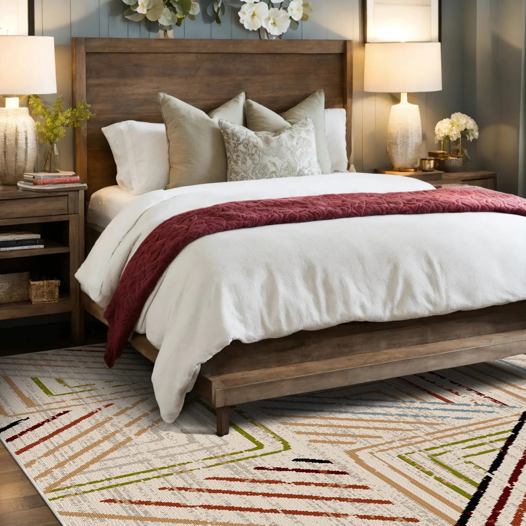 Sonora Tile Geometric Washable Rug