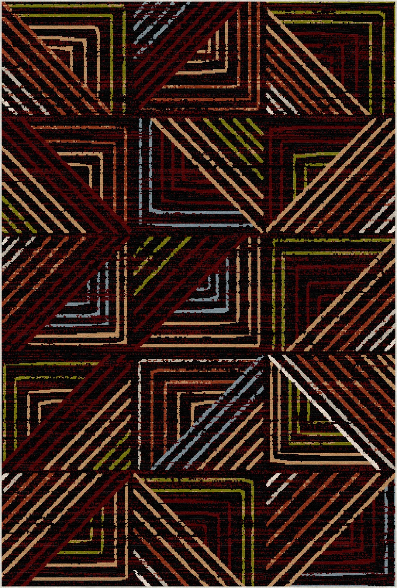 Midnight Canyon Geometric Washable Rug