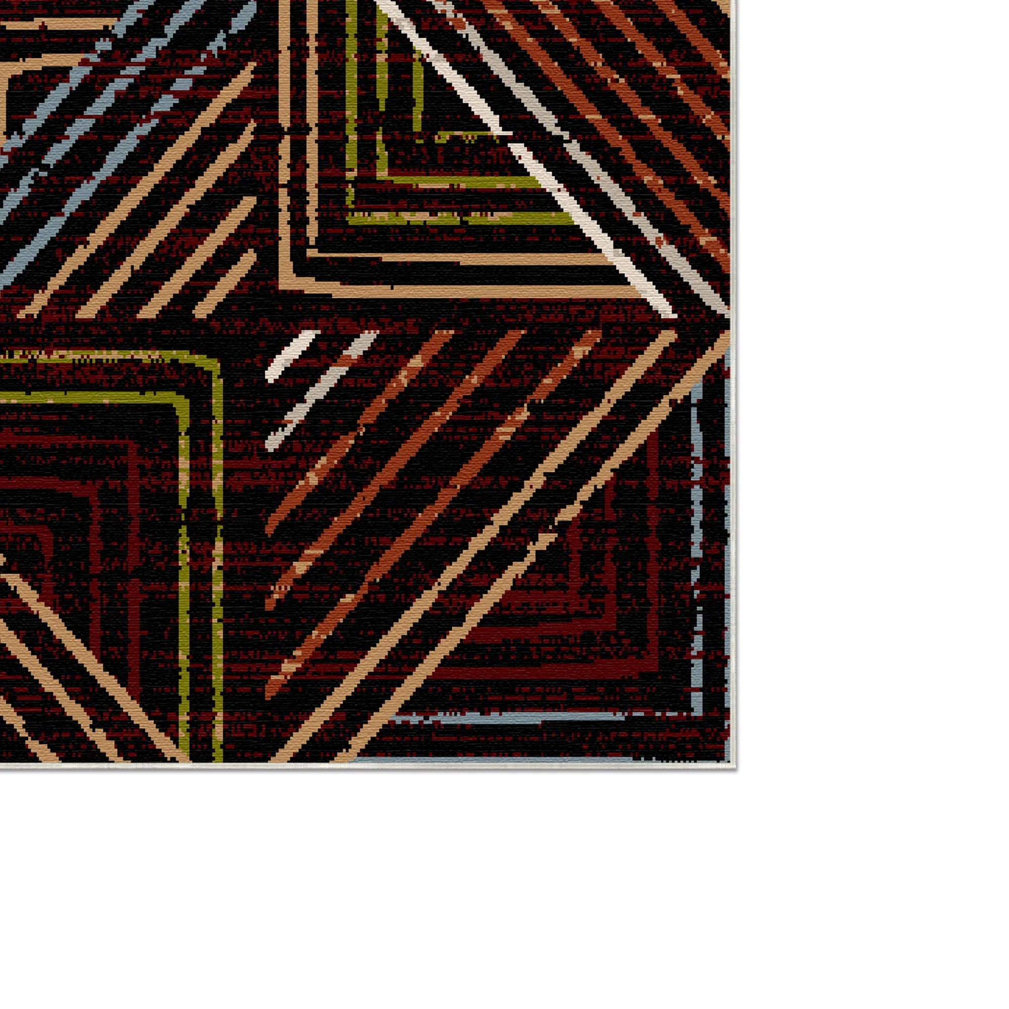 Midnight Canyon Geometric Washable Rug