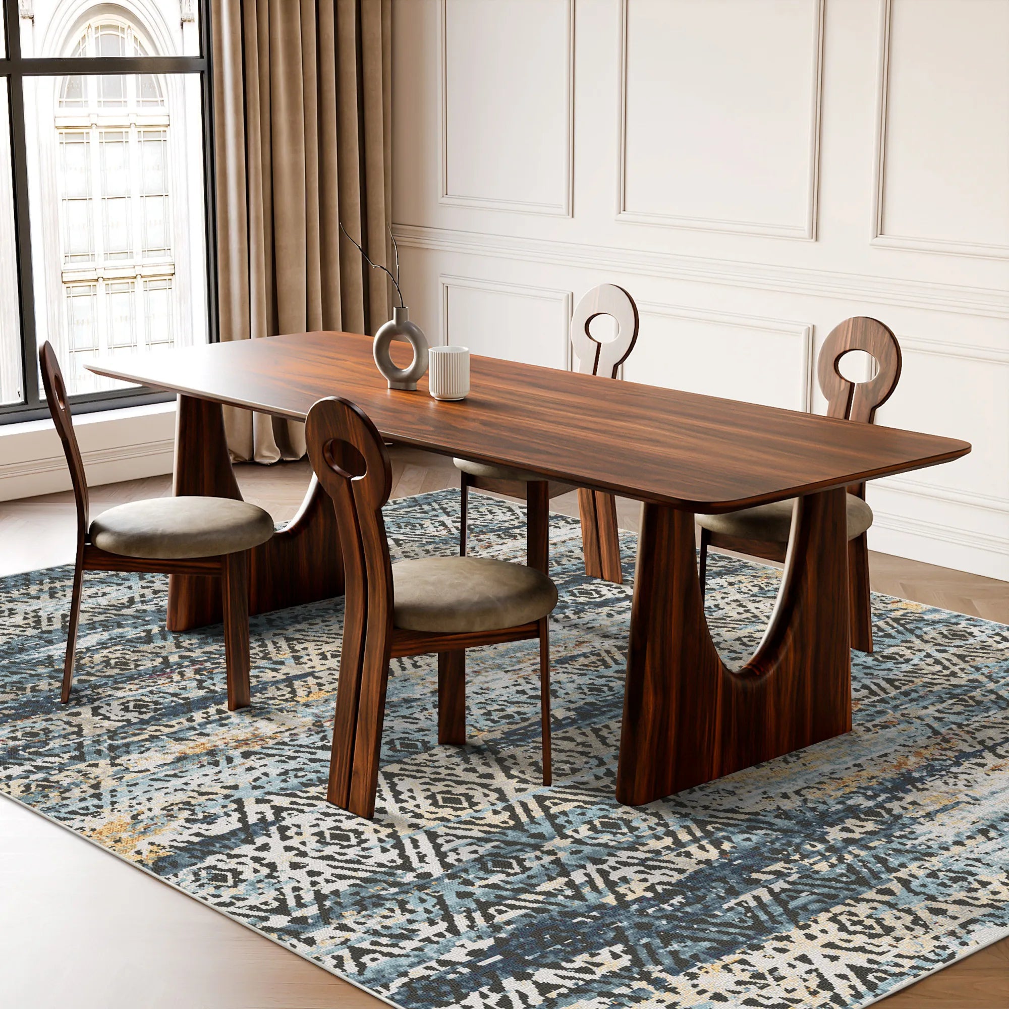 Tidal Crest Geometric Rug