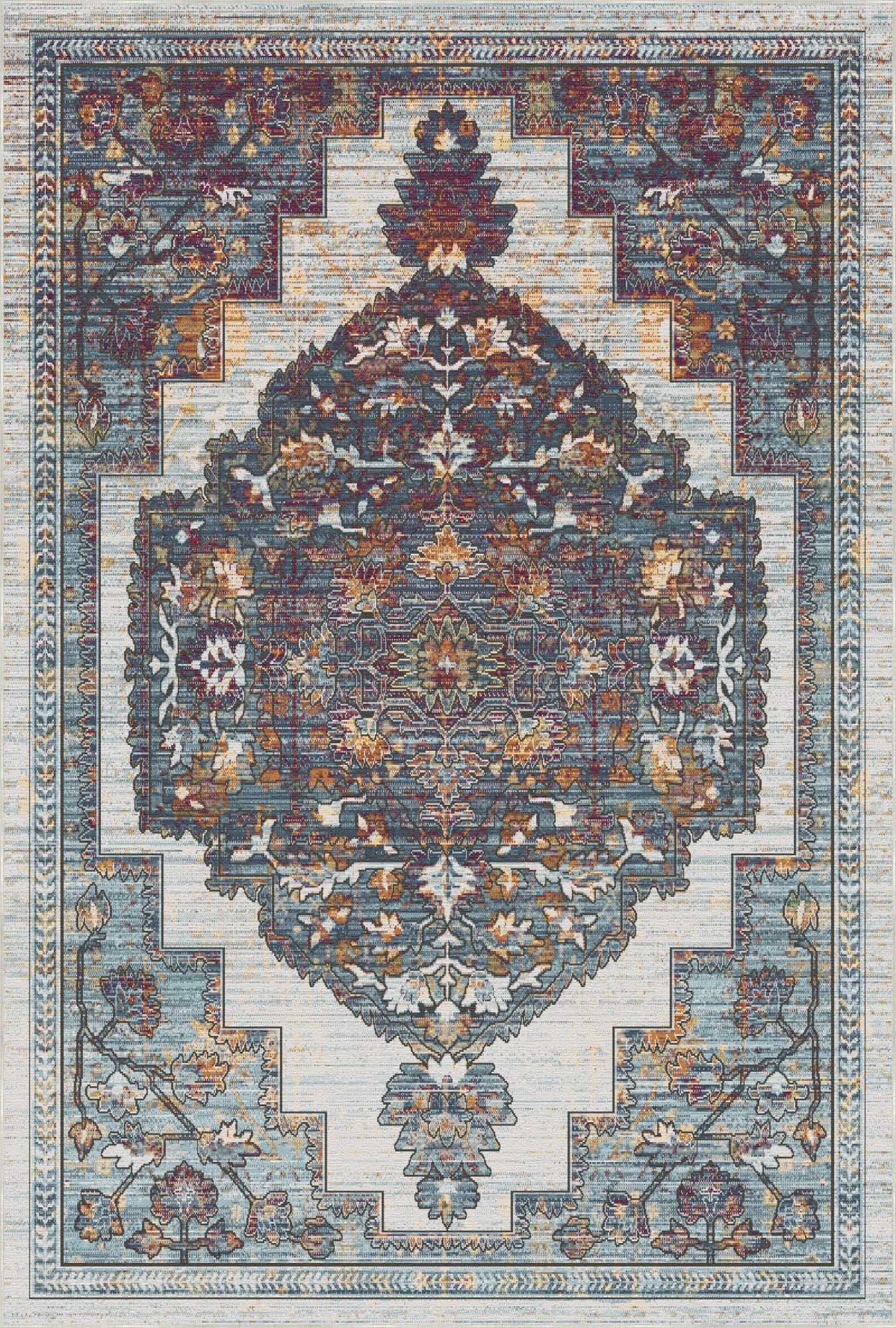 Gilded Indigo Stepped Medallion Rug