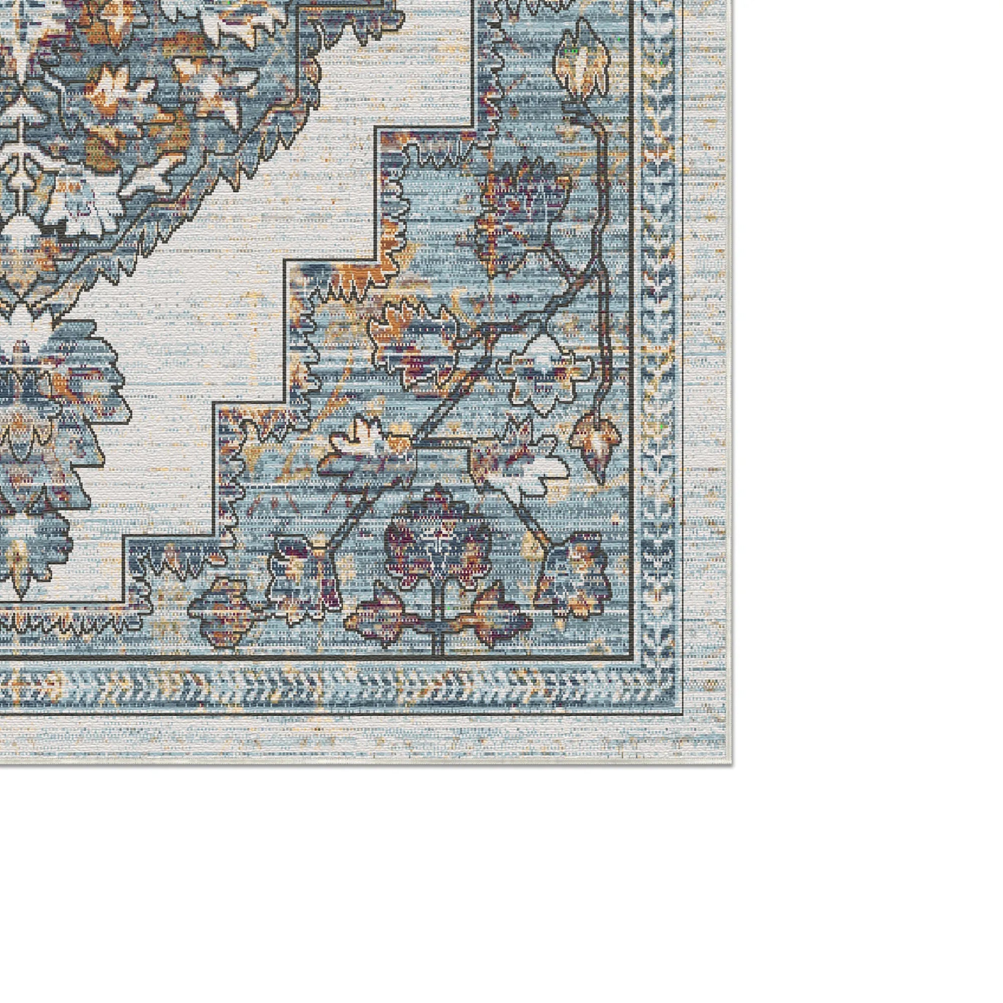 Gilded Indigo Stepped Medallion Rug