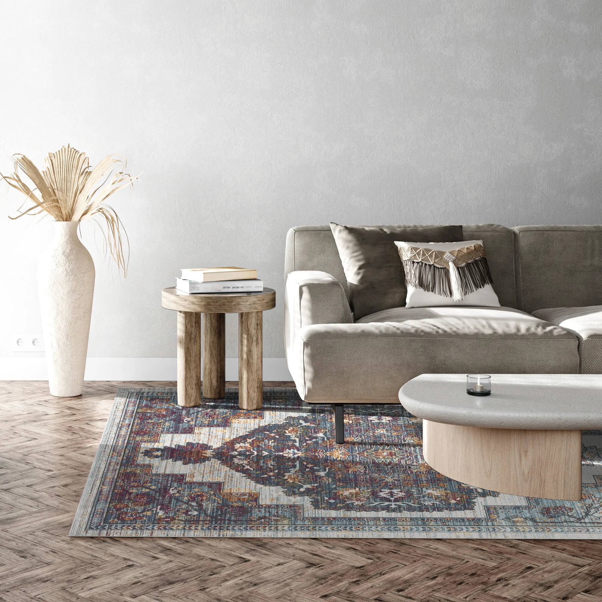 Gilded Indigo Stepped Medallion Rug