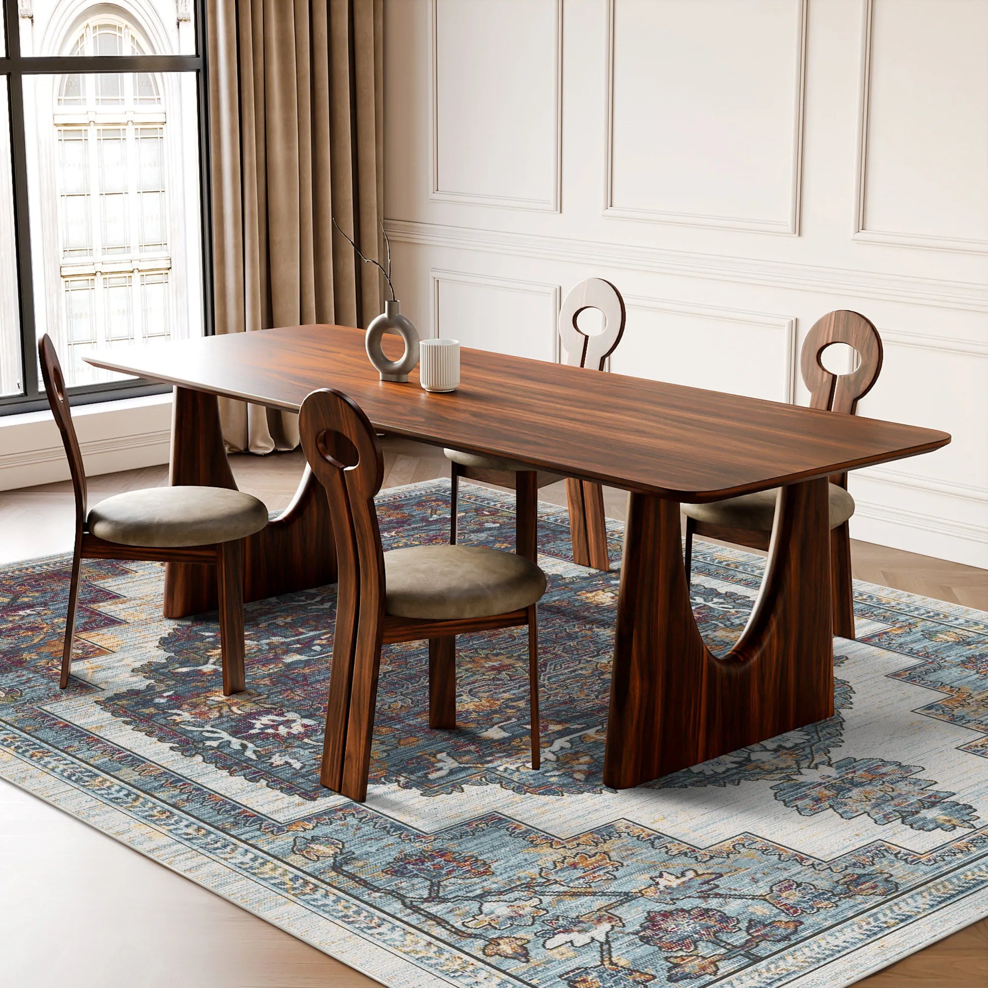 Gilded Indigo Stepped Medallion Rug