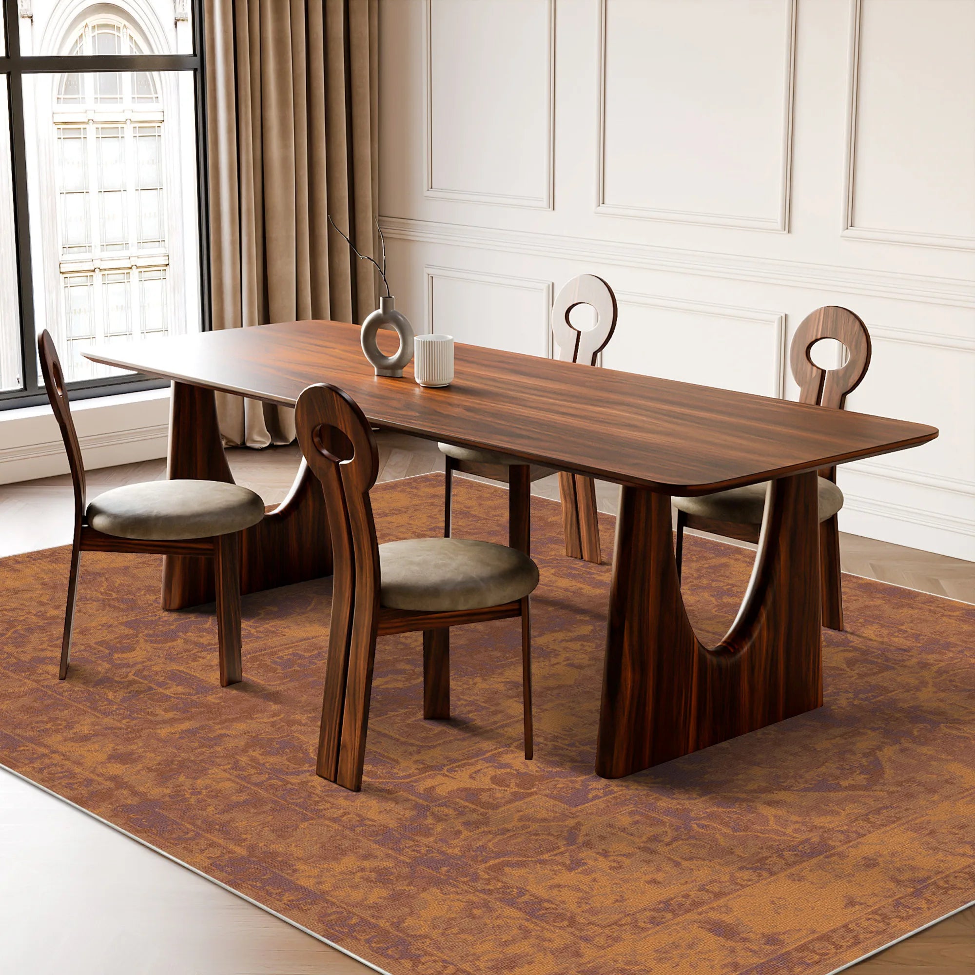 Amber Glow Erased Medallion Rug