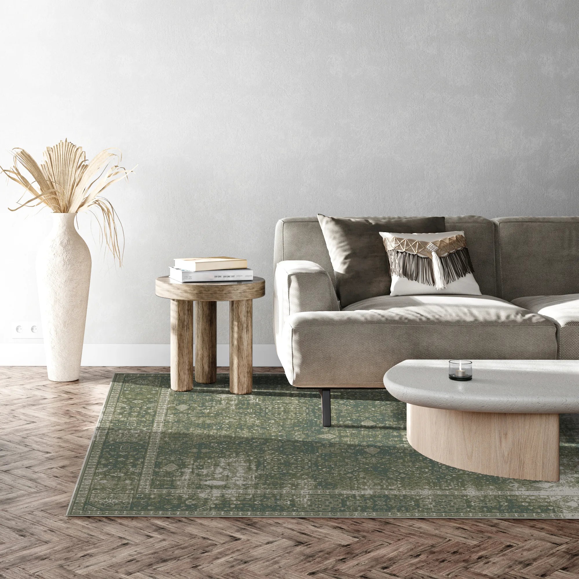 Mossy Sanctuary Geometric Rug