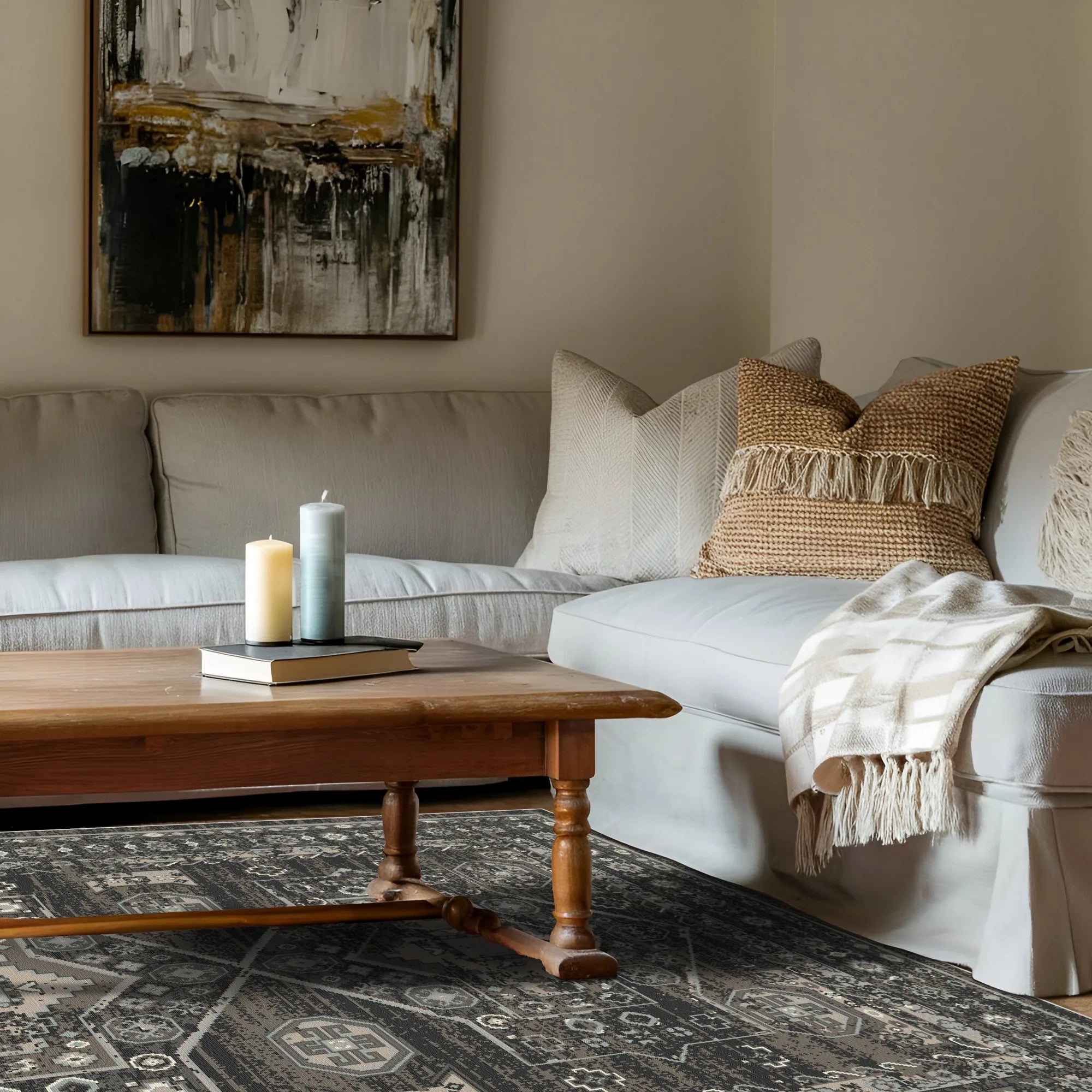 Midnight Cave Vintage Washable Rug