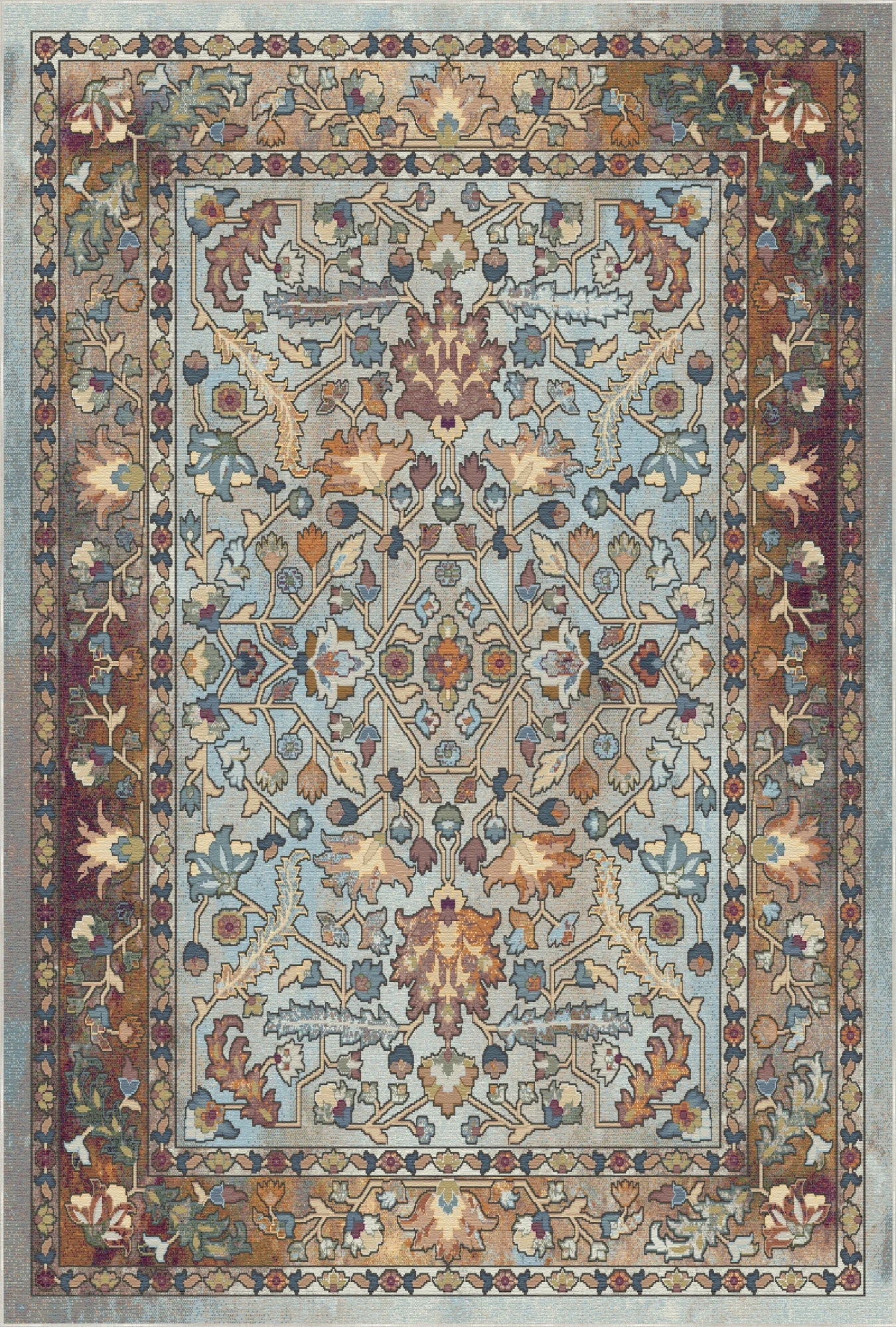 Azure Heirloom Floral Rug
