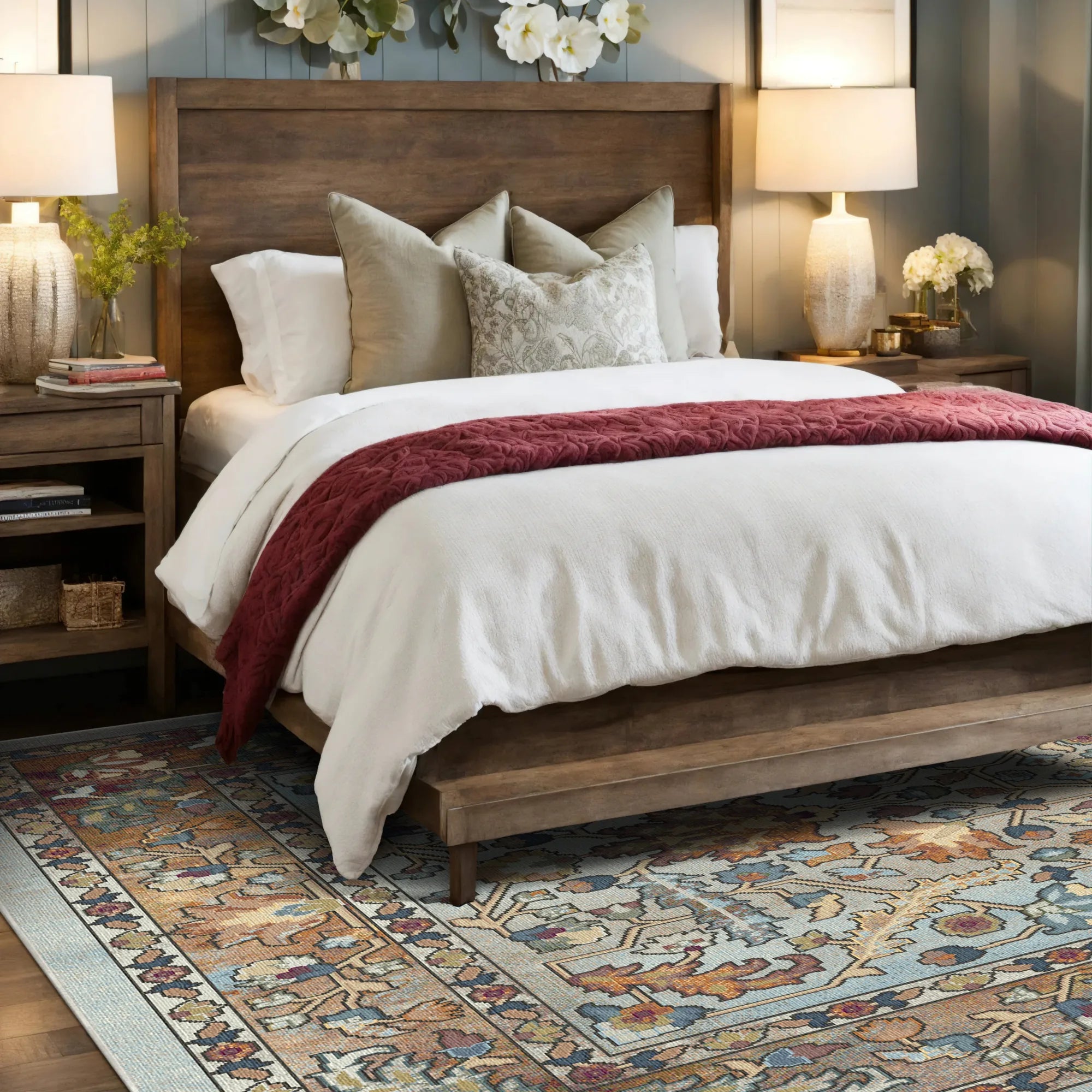 Azure Heirloom Floral Rug