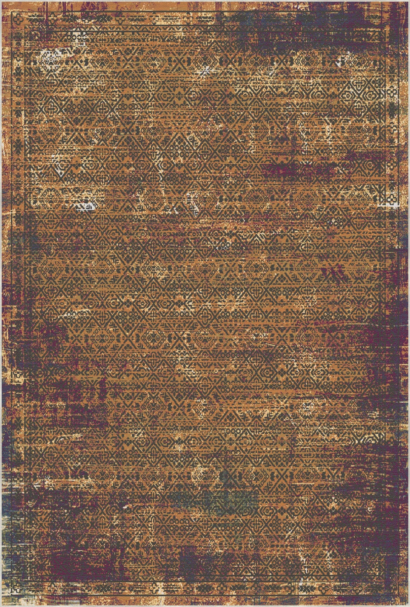 Amber Cipher Geometric Rug
