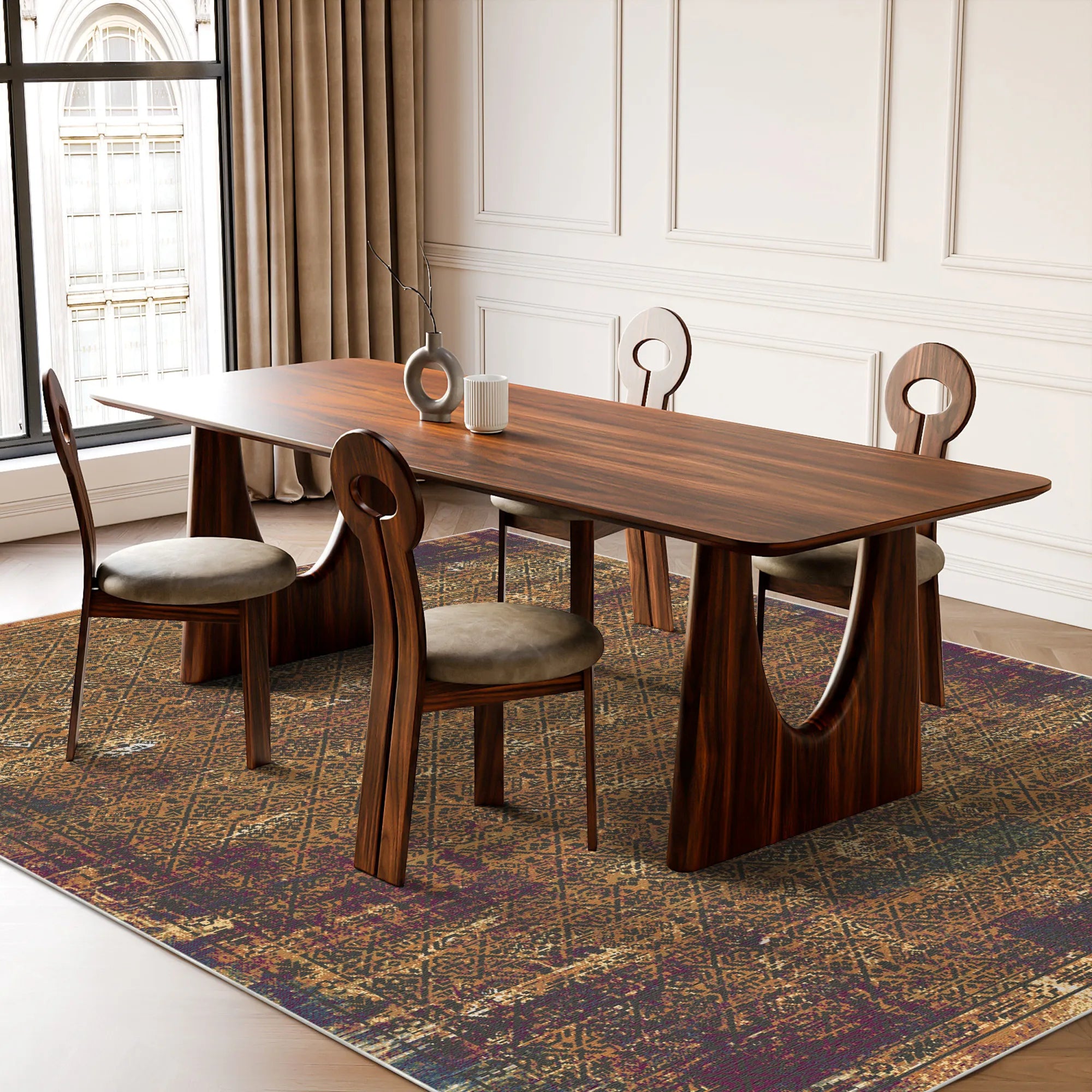 Amber Cipher Geometric Rug