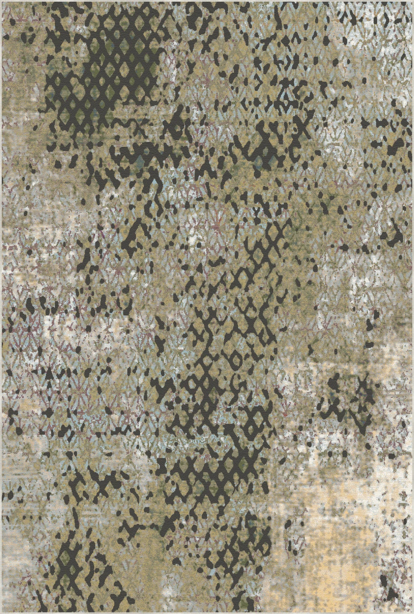 Rustic Olive Distressed Trellis Rug