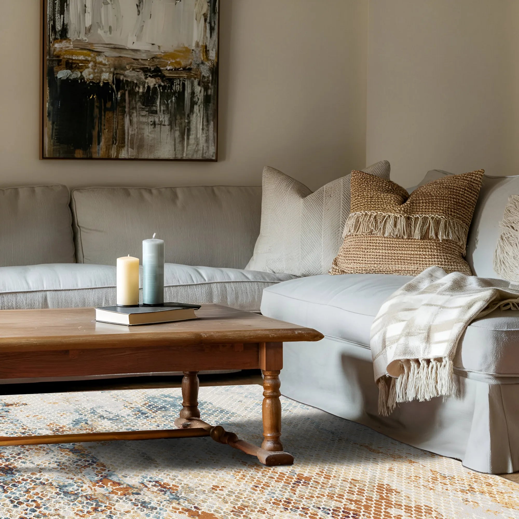 Luminous Lattice Abstract Rug