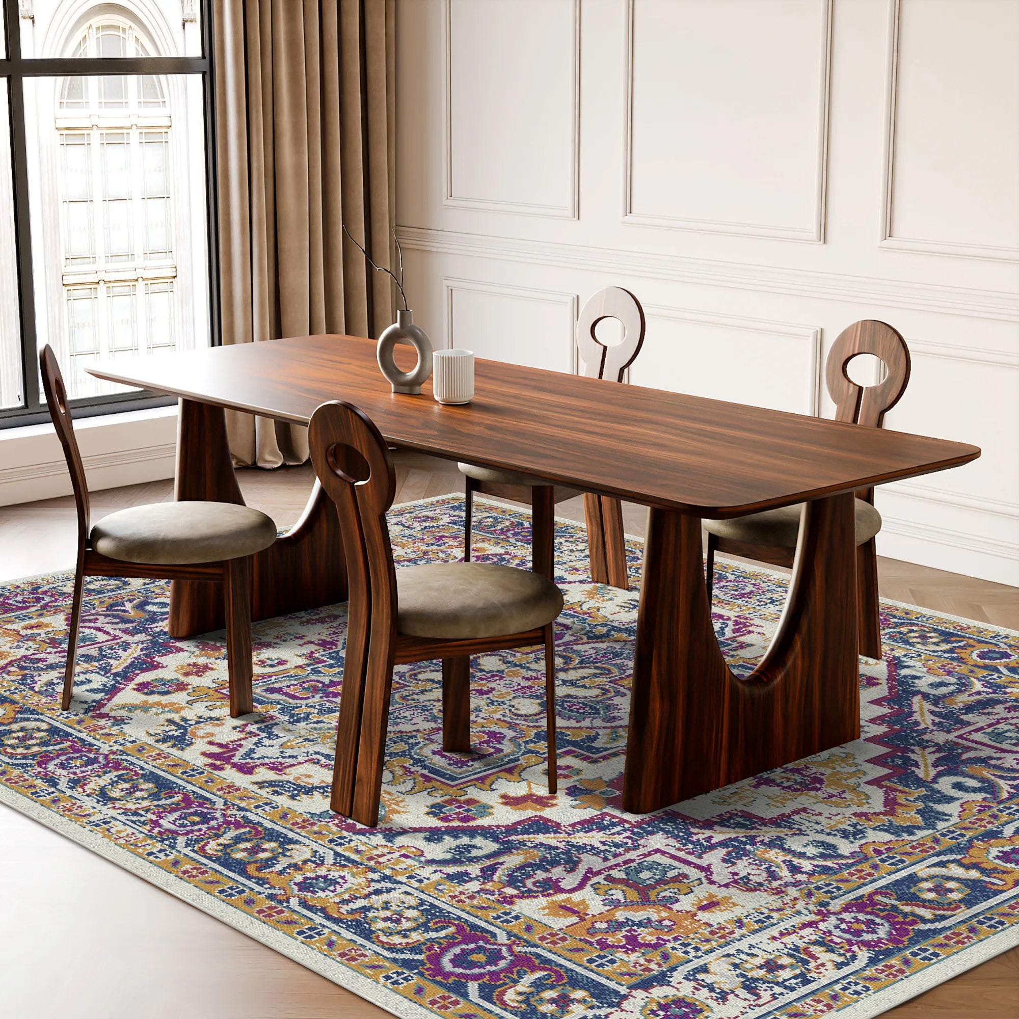 Sapphire Orchid Vintage Washable Rug