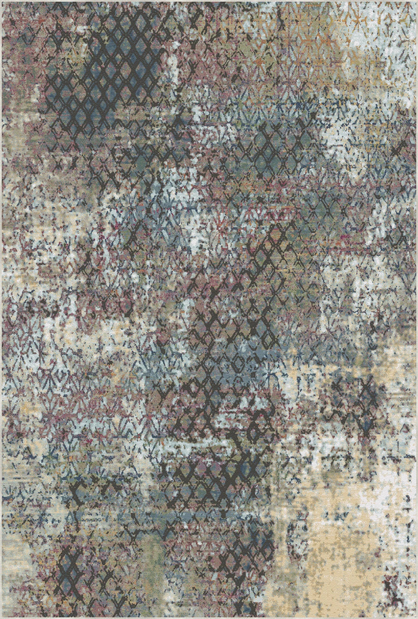 Vintage Plum and Gray Distressed Rug