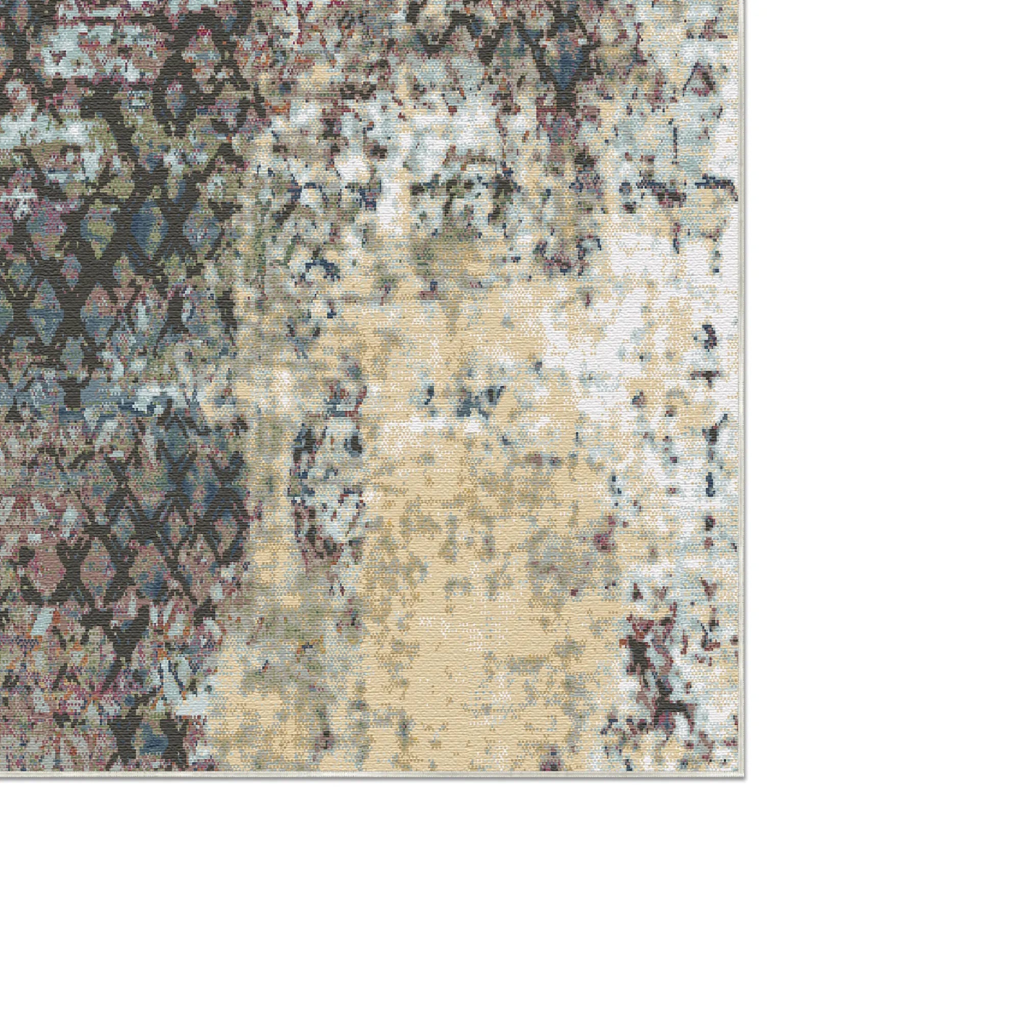 Vintage Plum and Gray Distressed Rug