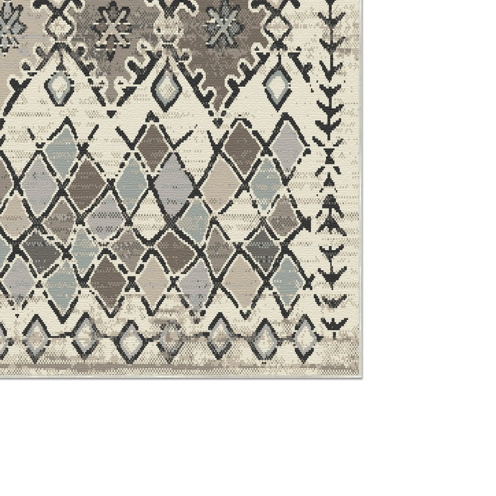Tulum Ivory Tribal Washable Rug