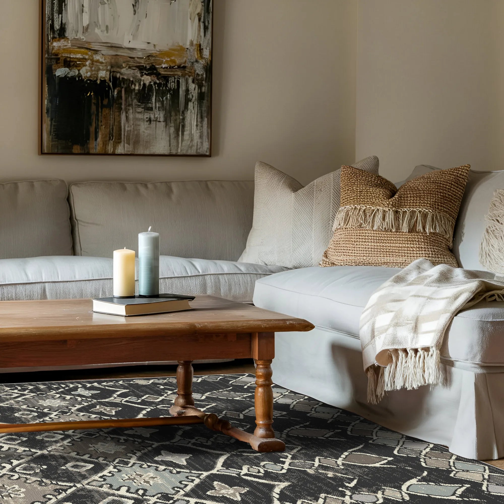 Mayan Night Tribal Washable Rug