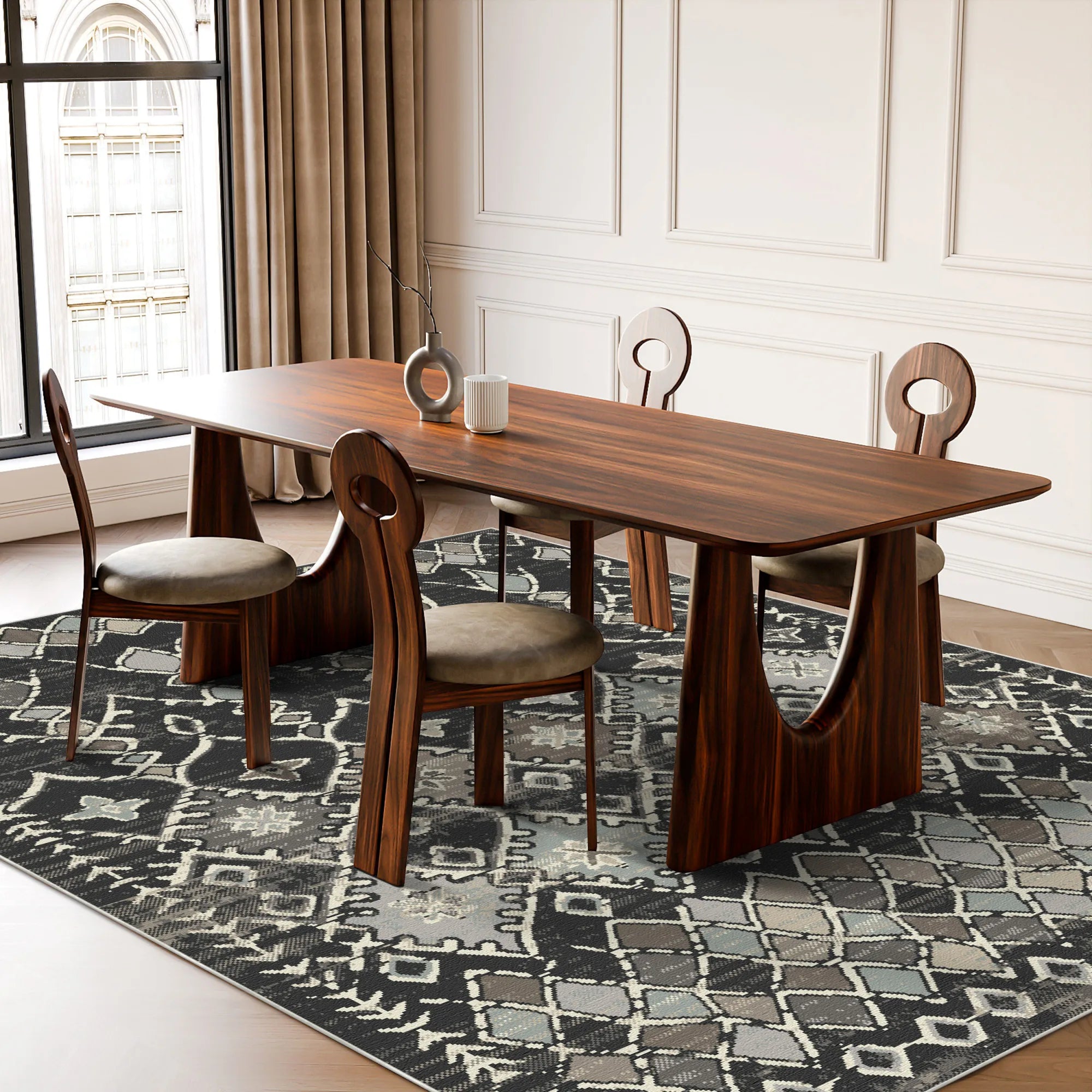 Mayan Night Tribal Washable Rug