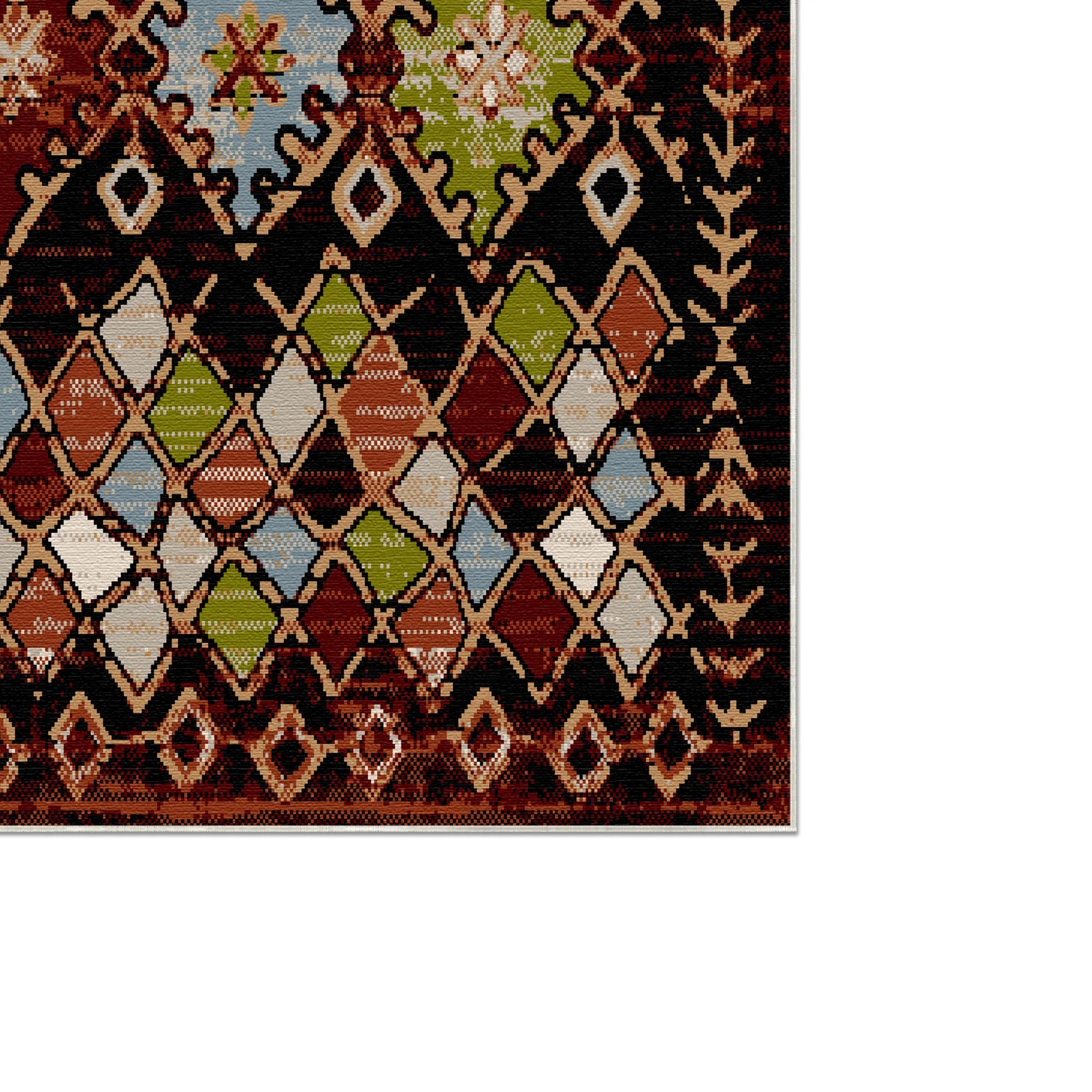 Aztec Ember Tribal Washable Rug