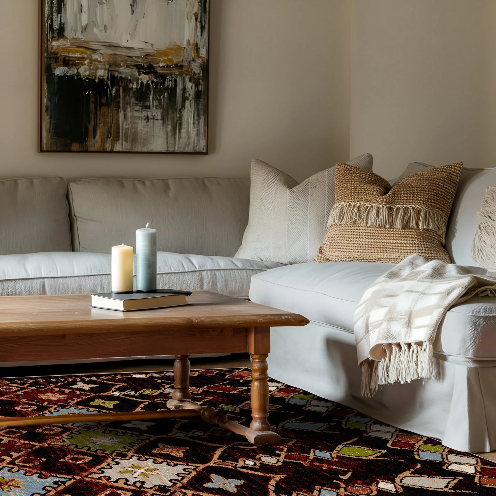 Aztec Ember Tribal Washable Rug