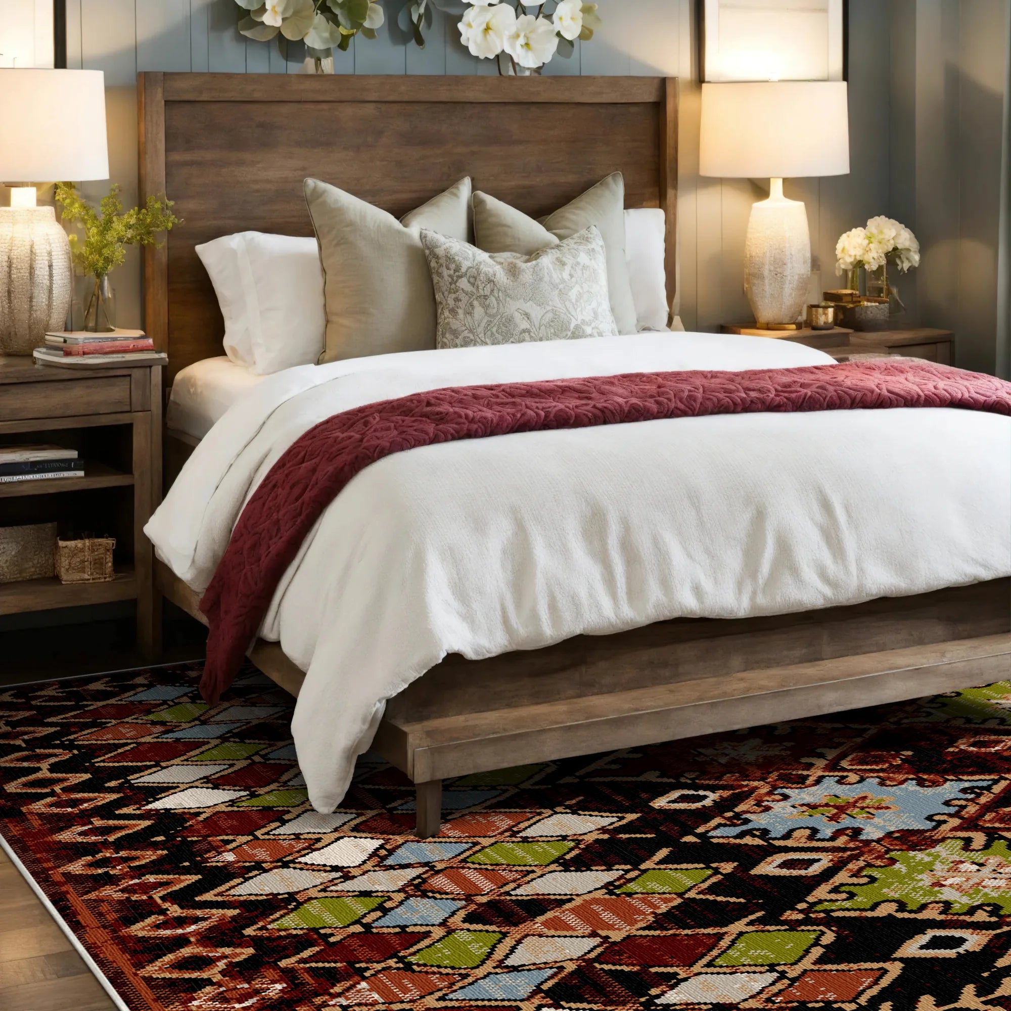 Aztec Ember Tribal Washable Rug