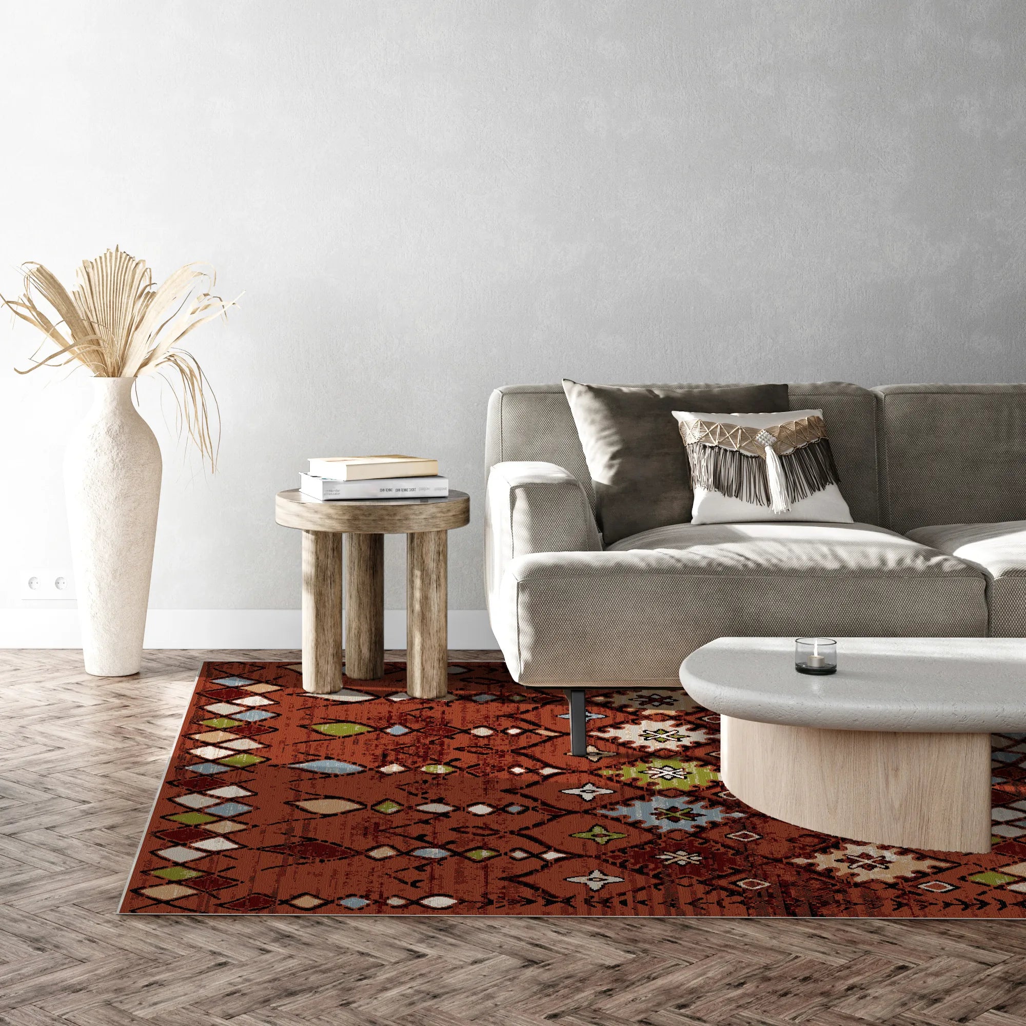 Canyon Clay Tribal Washable Rug