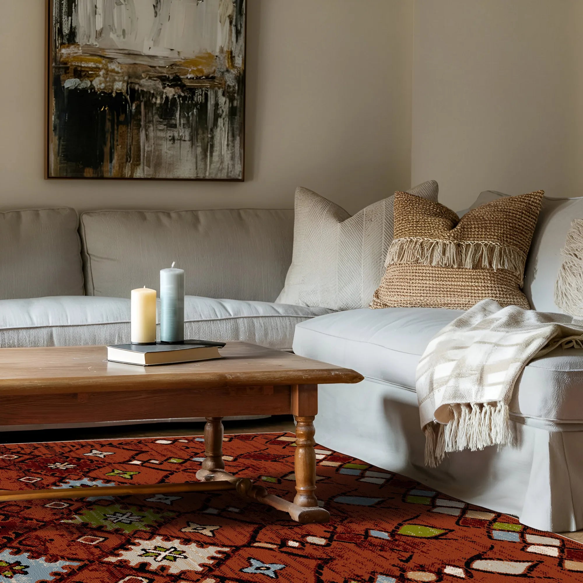 Canyon Clay Tribal Washable Rug