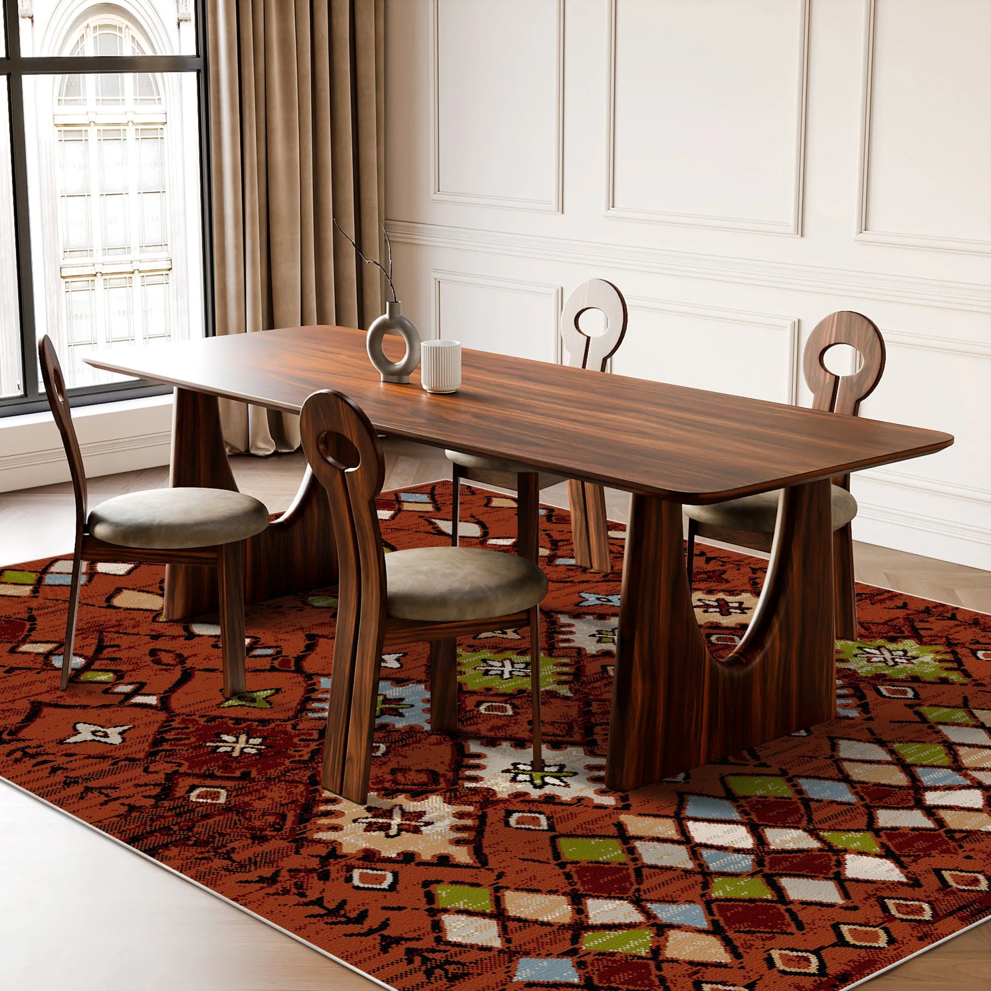 Canyon Clay Tribal Washable Rug