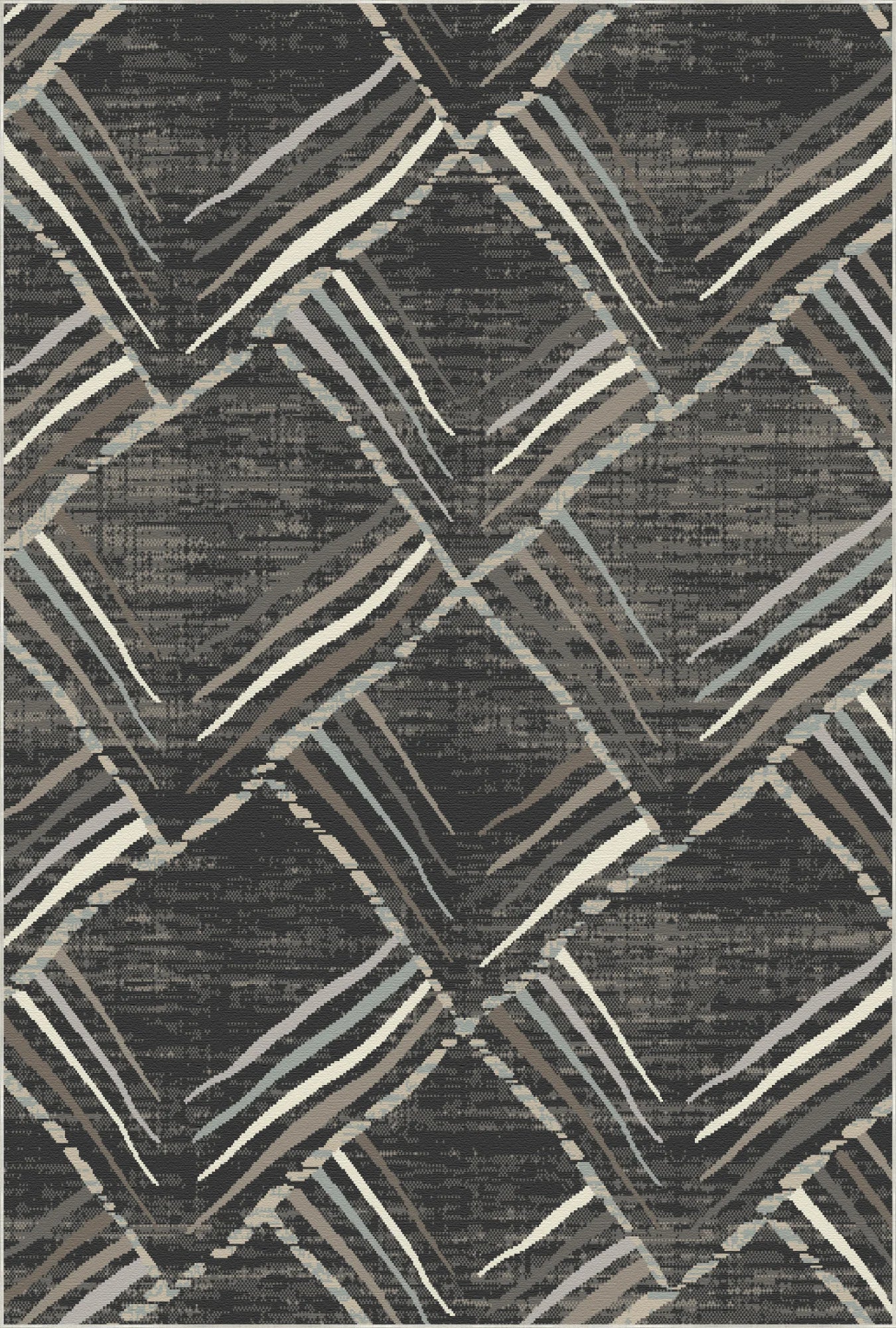 Graphite Sketch Geometric Washable Rug