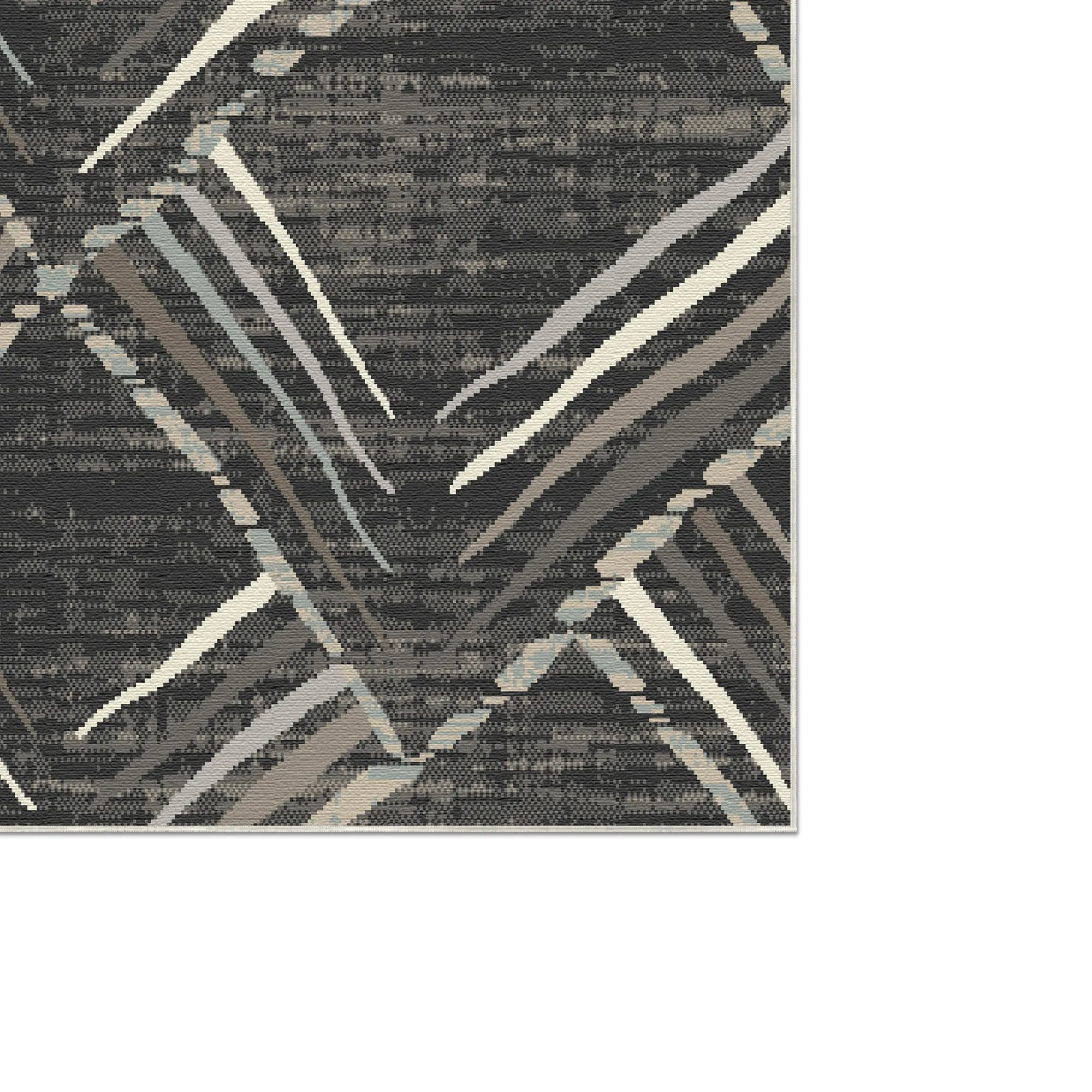 Graphite Sketch Geometric Washable Rug