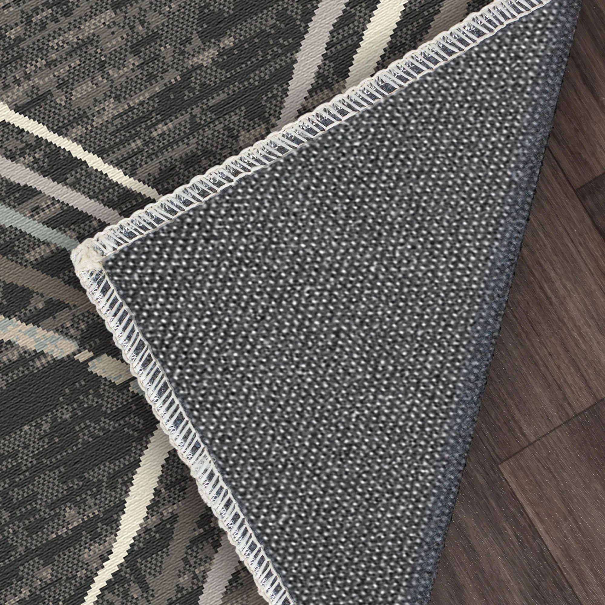 Graphite Sketch Geometric Washable Rug