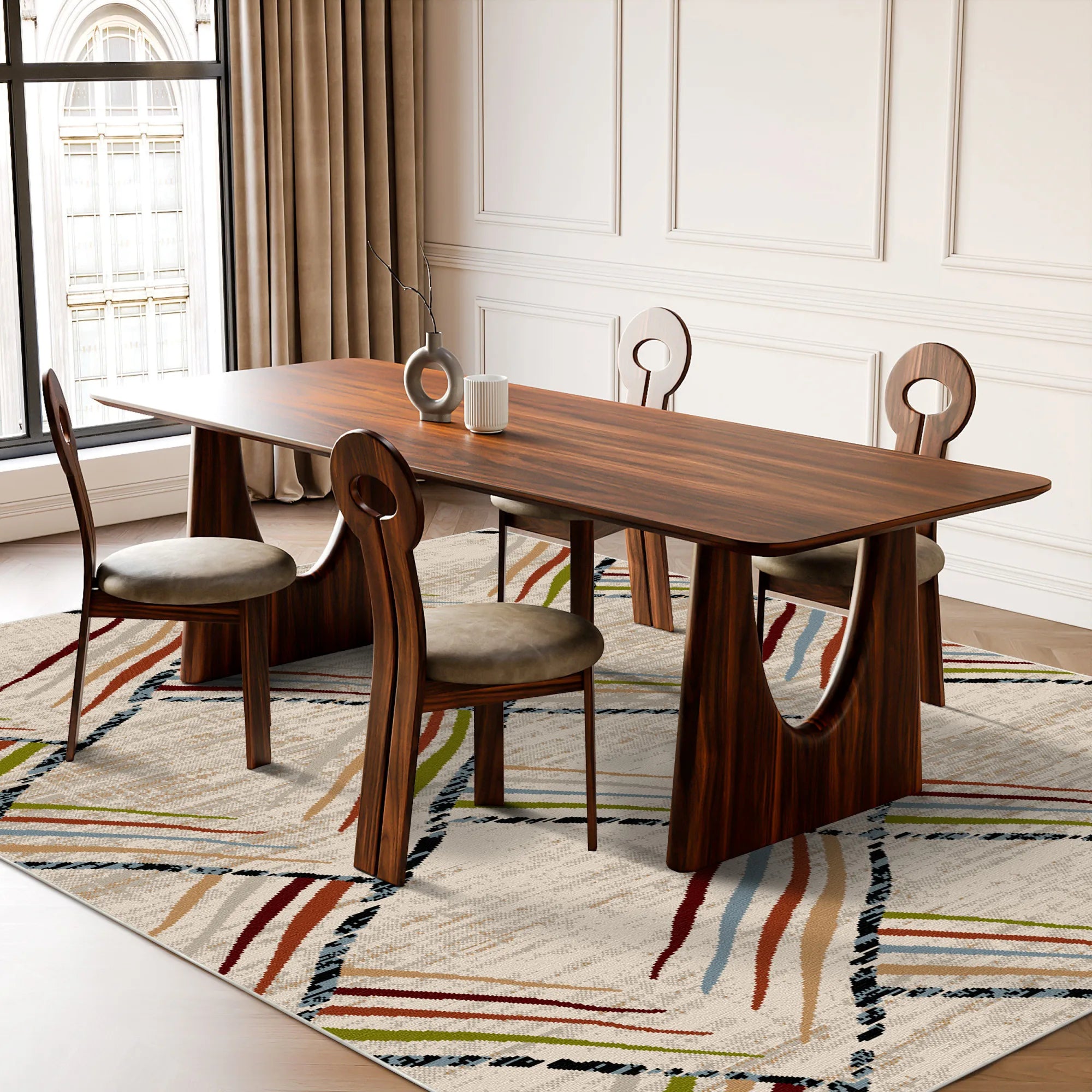 Sierra Sketch Geometric Washable Rug