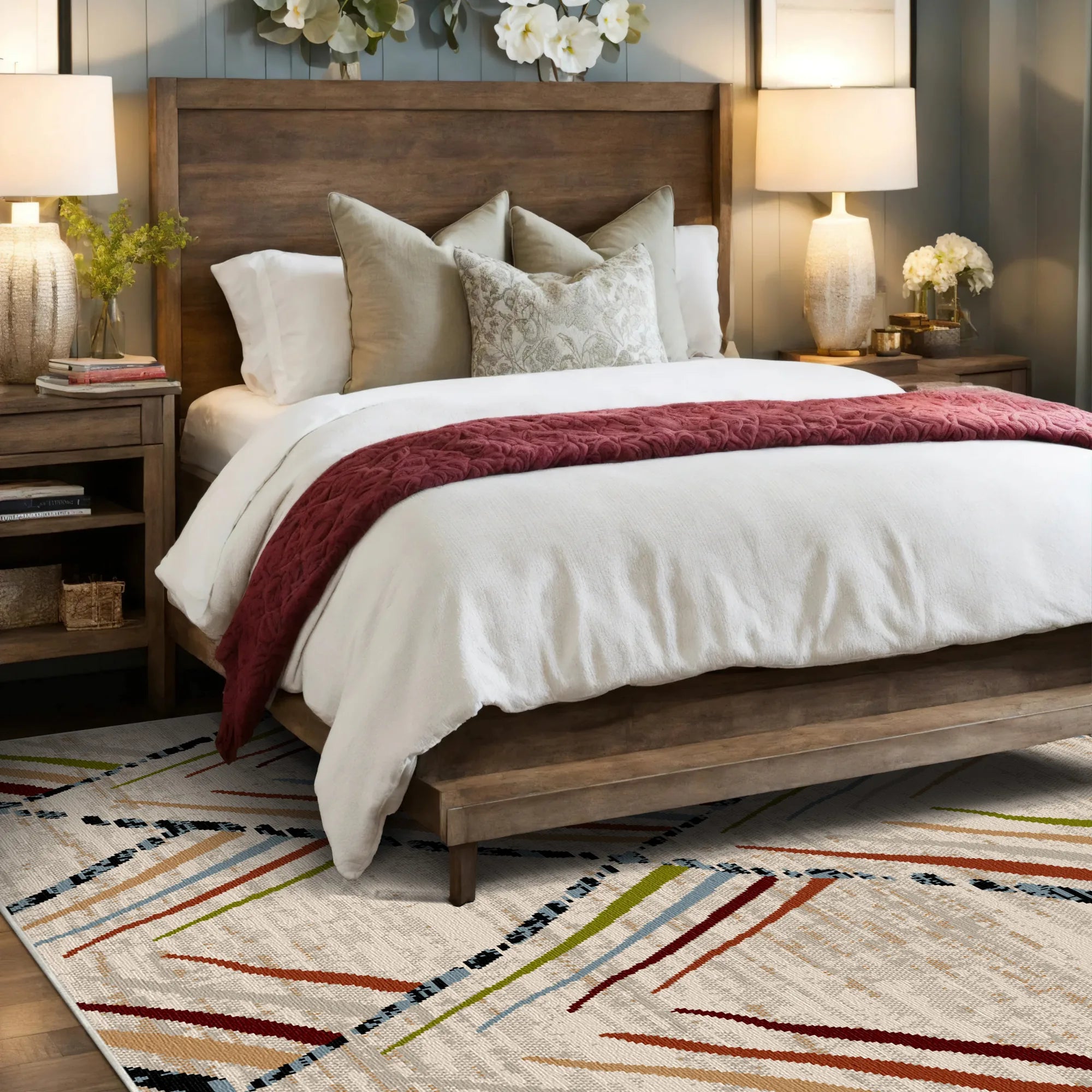 Sierra Sketch Geometric Washable Rug